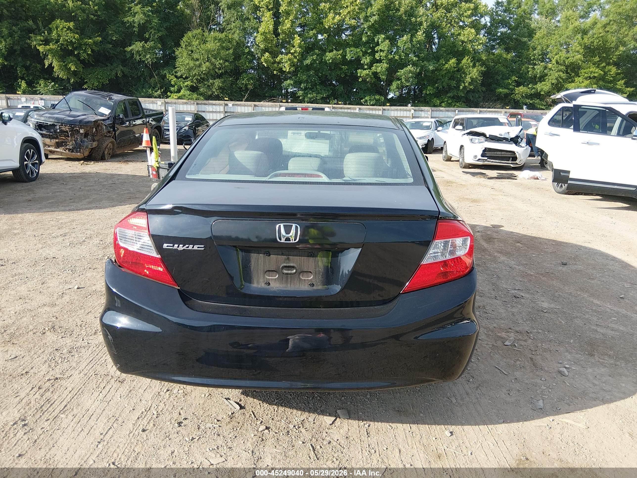 2012 Honda Civic Lx Black vin: 2HGFB2F5XCH564677