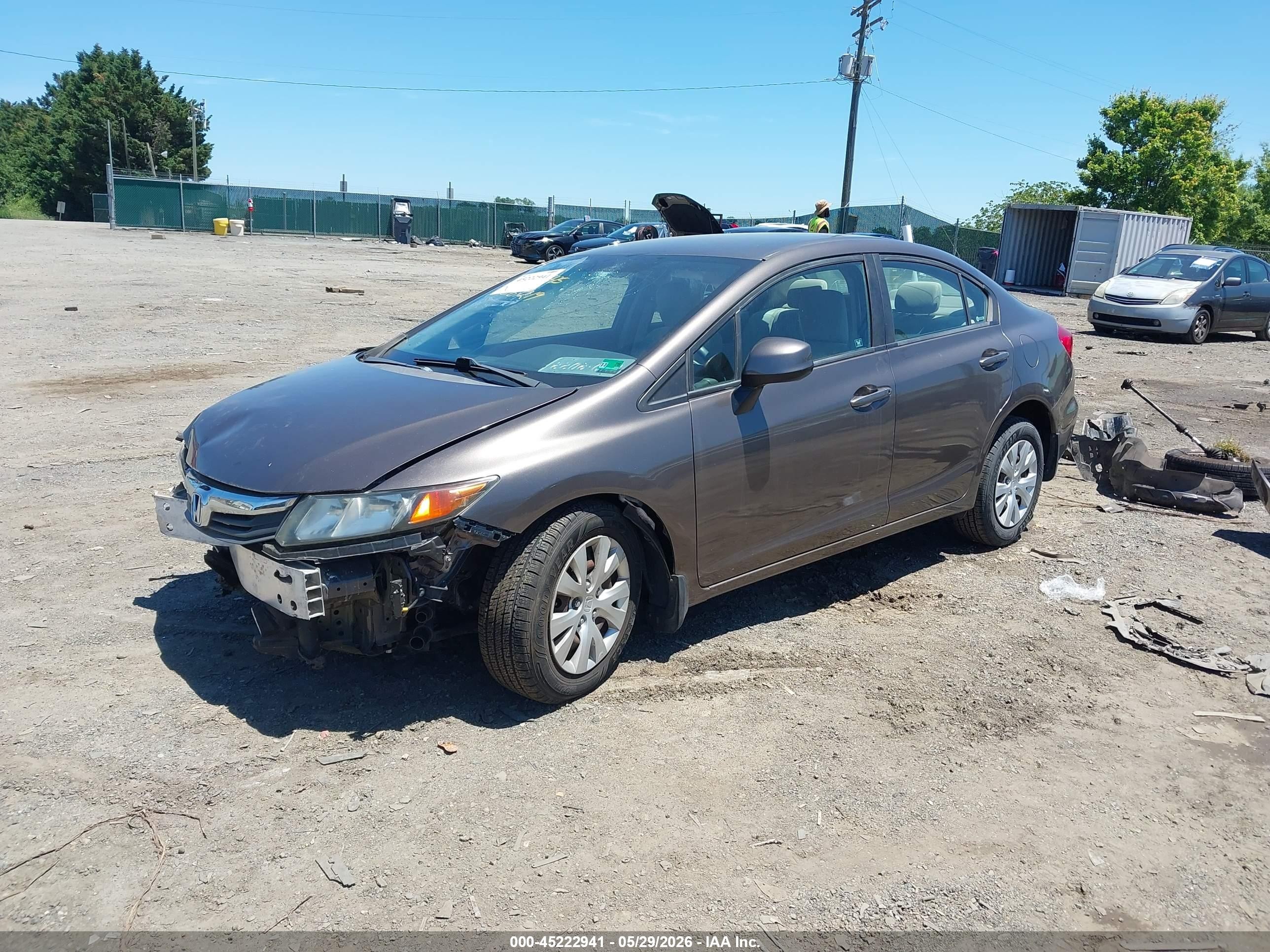 2012 Honda Civic Lx Gray vin: 2HGFB2F5XCH581219