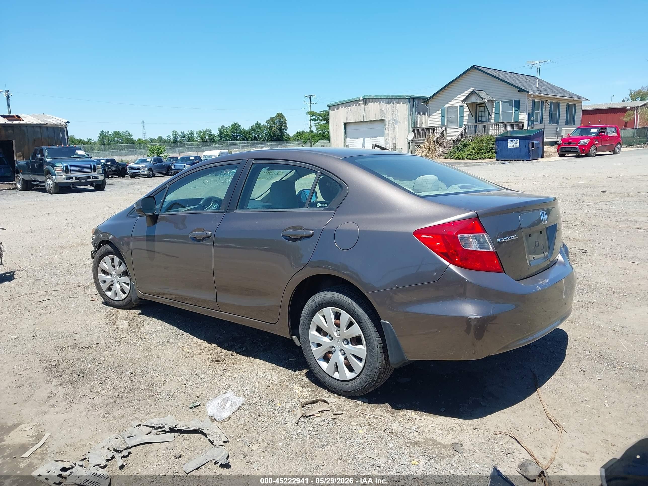 2012 Honda Civic Lx Gray vin: 2HGFB2F5XCH581219