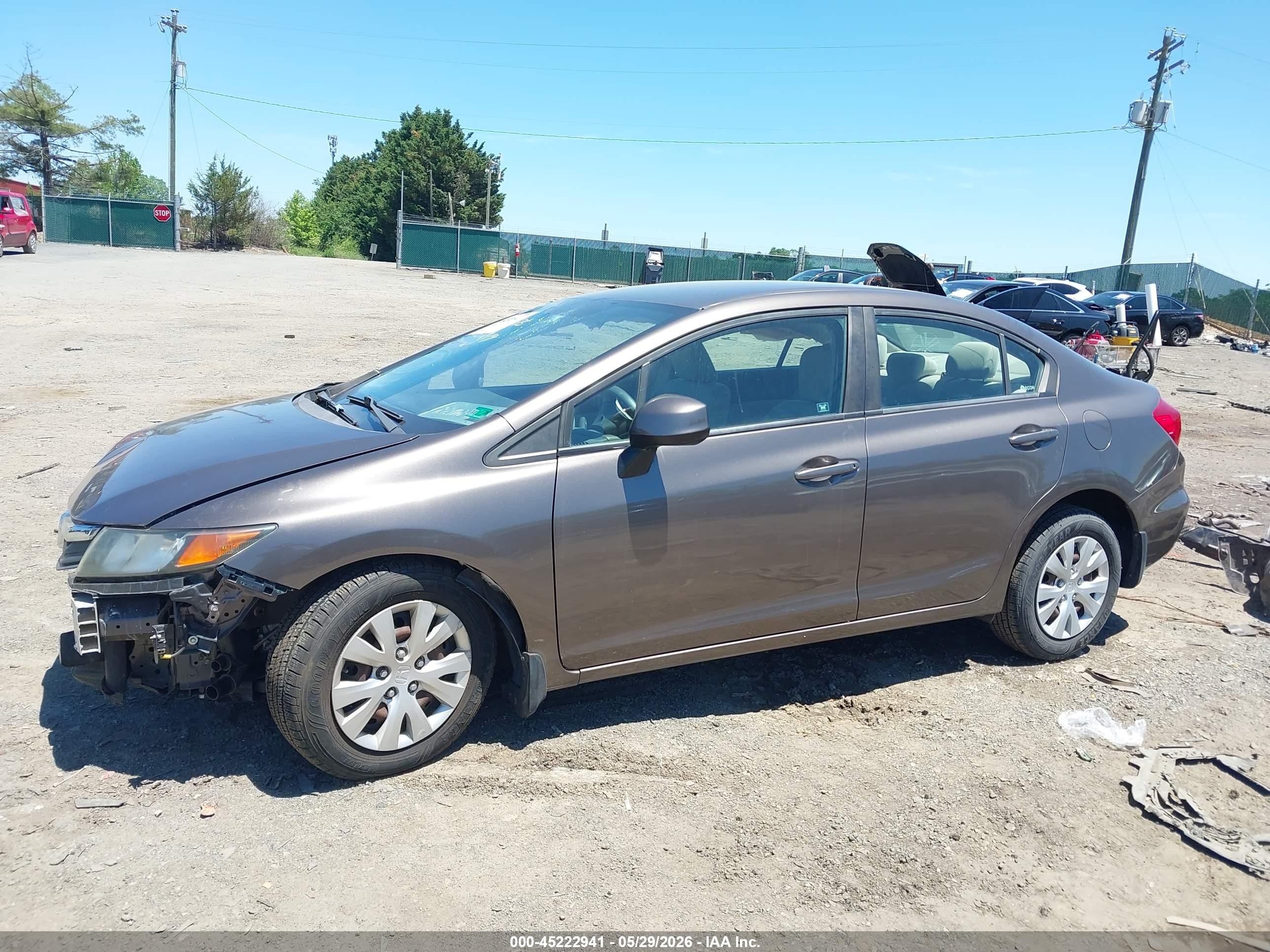 2012 Honda Civic Lx Gray vin: 2HGFB2F5XCH581219