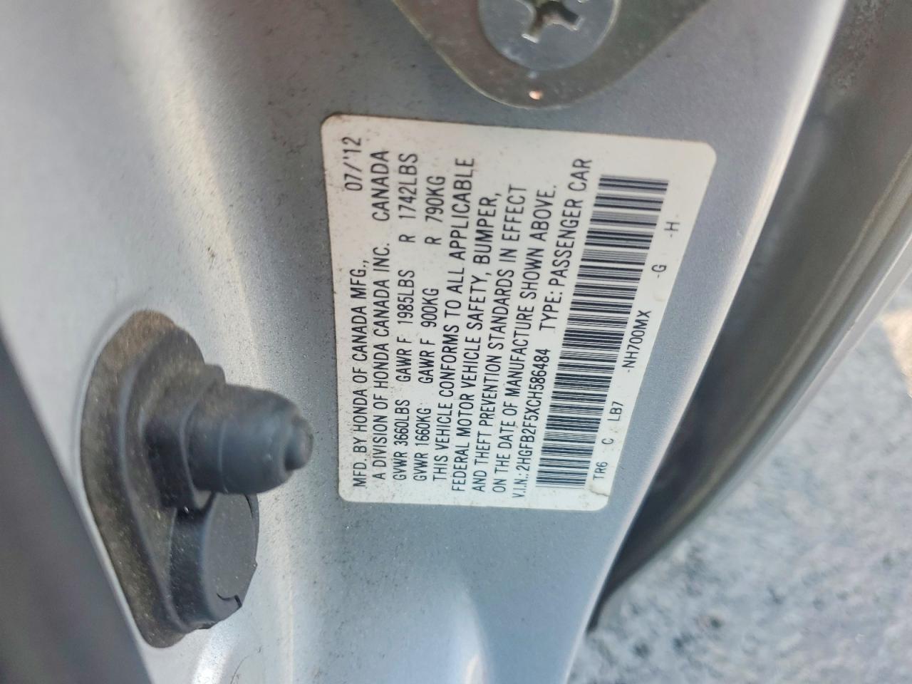 2012 Honda Civic Lx Silver vin: 2HGFB2F5XCH586484