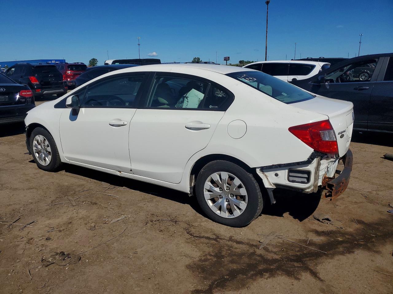 2012 Honda Civic Lx White vin: 2HGFB2F5XCH595752