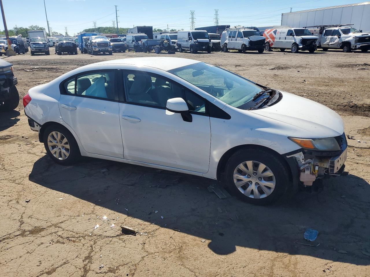 2012 Honda Civic Lx White vin: 2HGFB2F5XCH595752