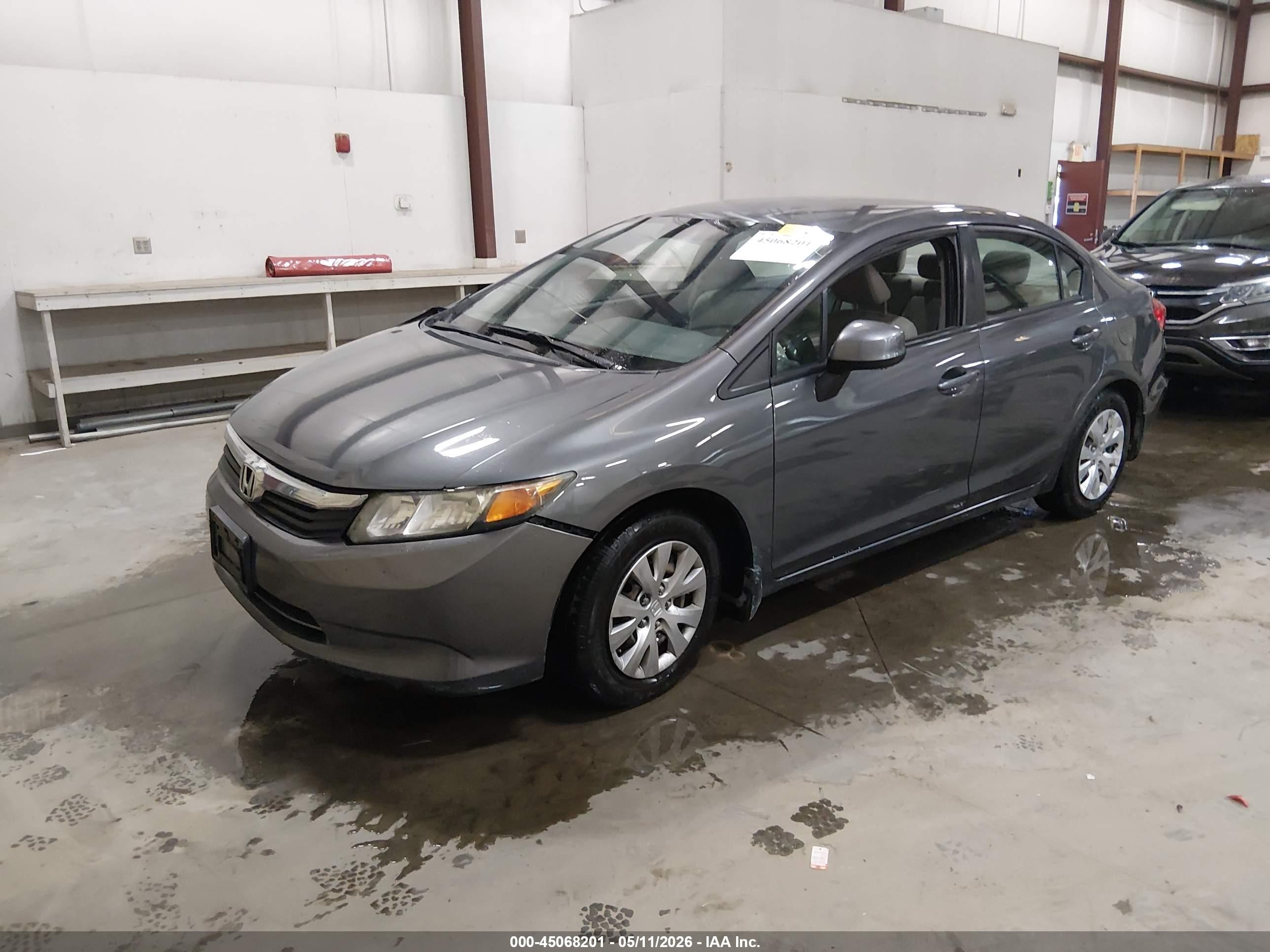 2012 Honda Civic Lx Gray vin: 2HGFB2F5XCH600495