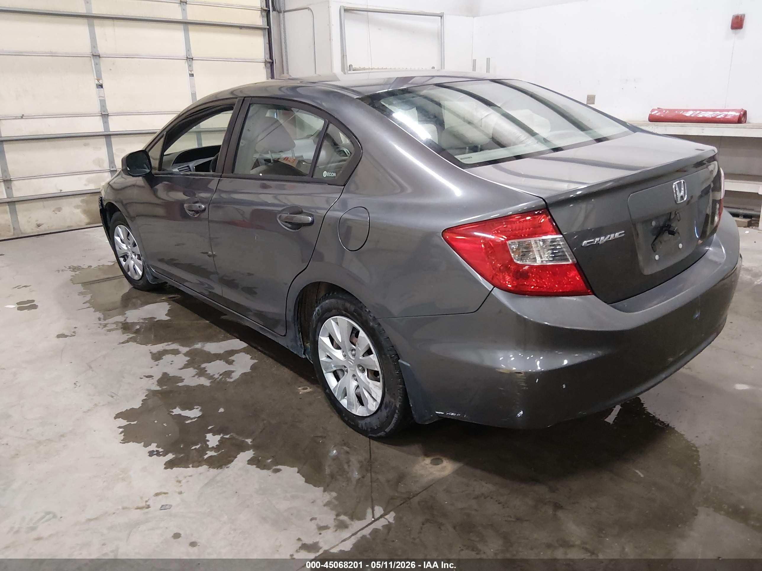 2012 Honda Civic Lx Gray vin: 2HGFB2F5XCH600495