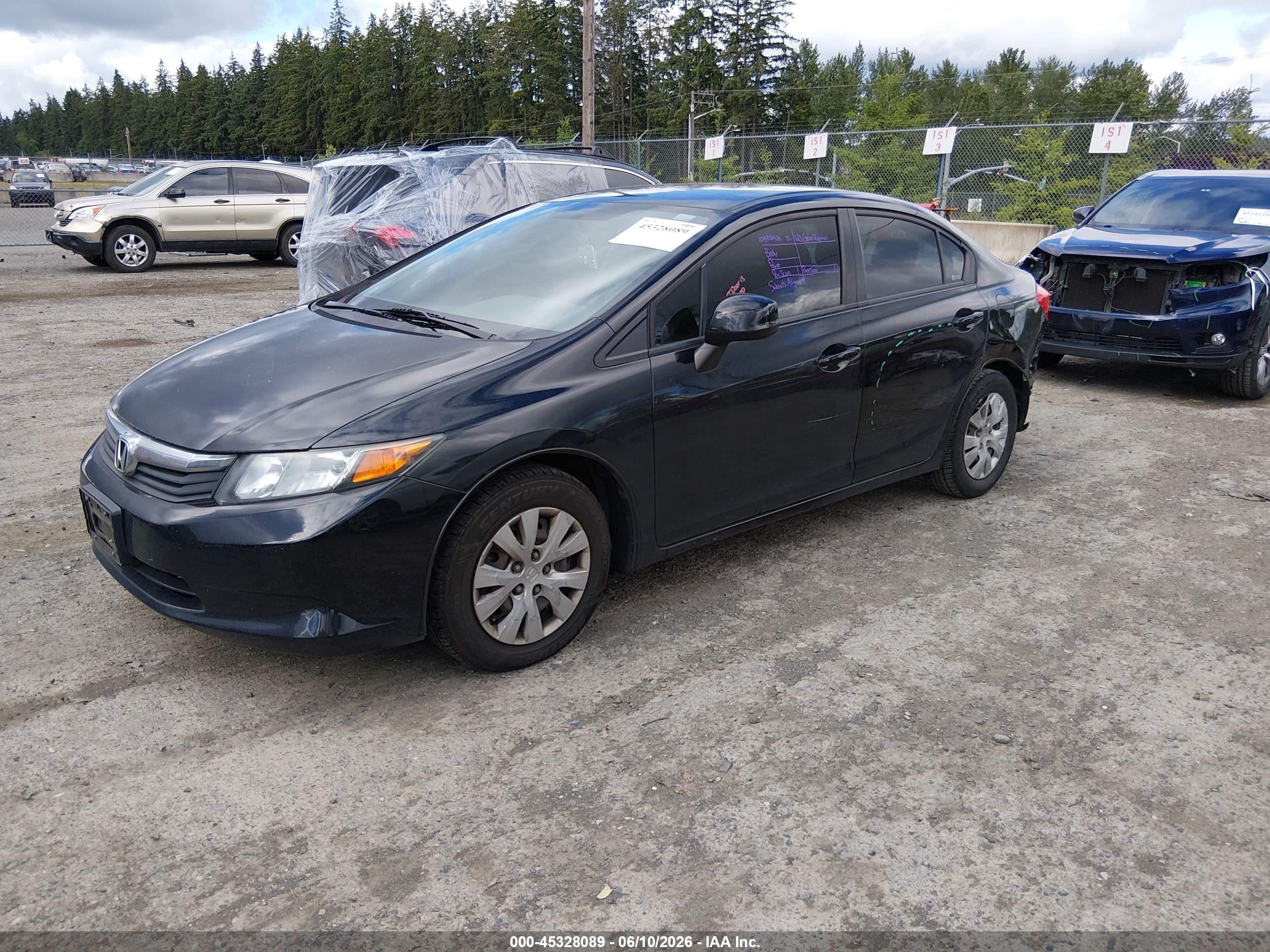 2012 Honda Civic Lx Black vin: 2HGFB2F5XCH604899