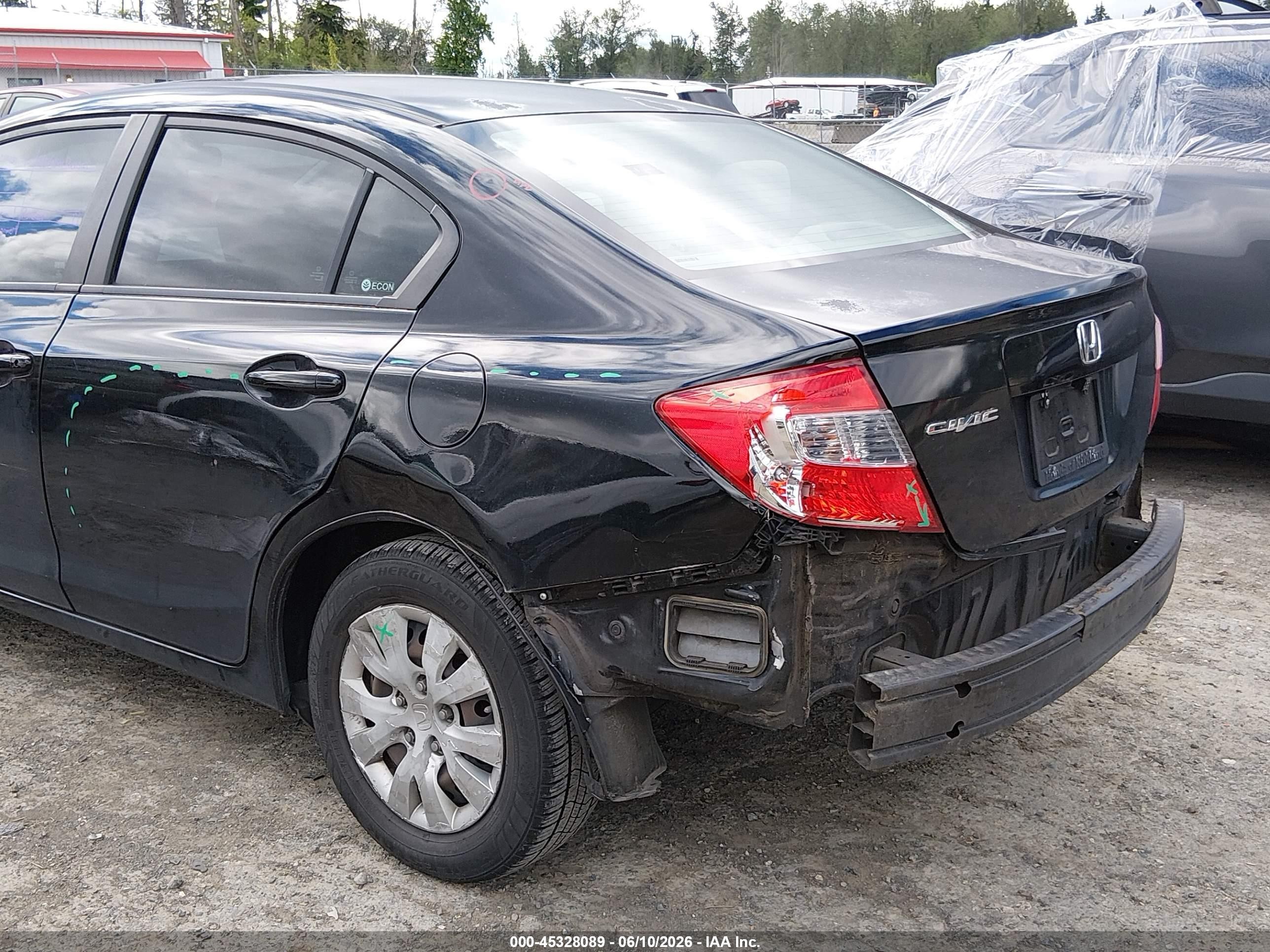 2012 Honda Civic Lx Black vin: 2HGFB2F5XCH604899