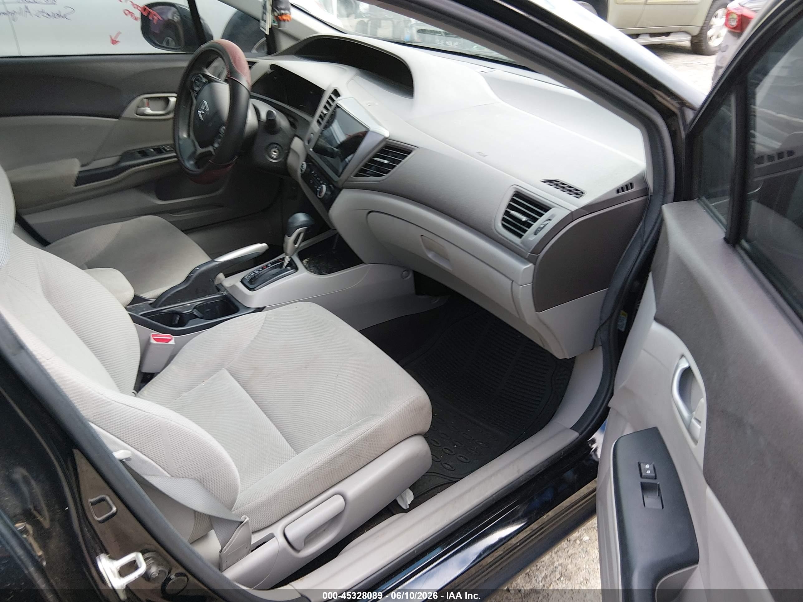 2012 Honda Civic Lx Black vin: 2HGFB2F5XCH604899