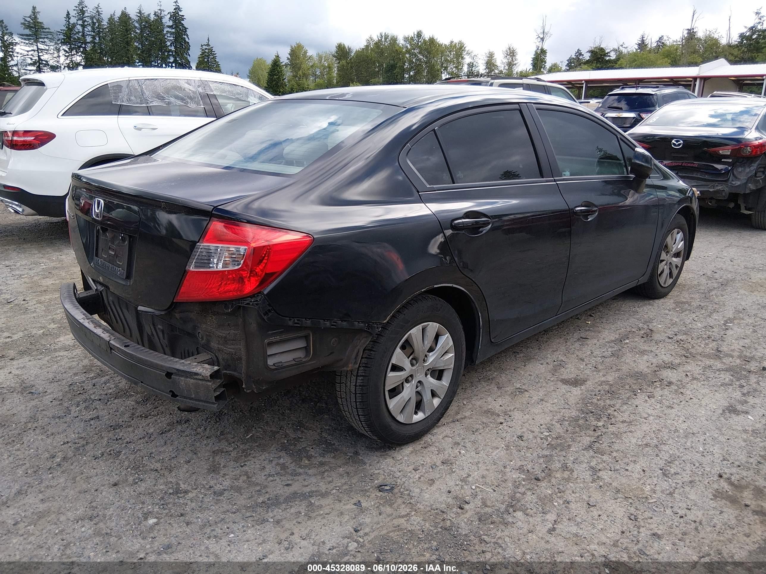 2012 Honda Civic Lx Black vin: 2HGFB2F5XCH604899