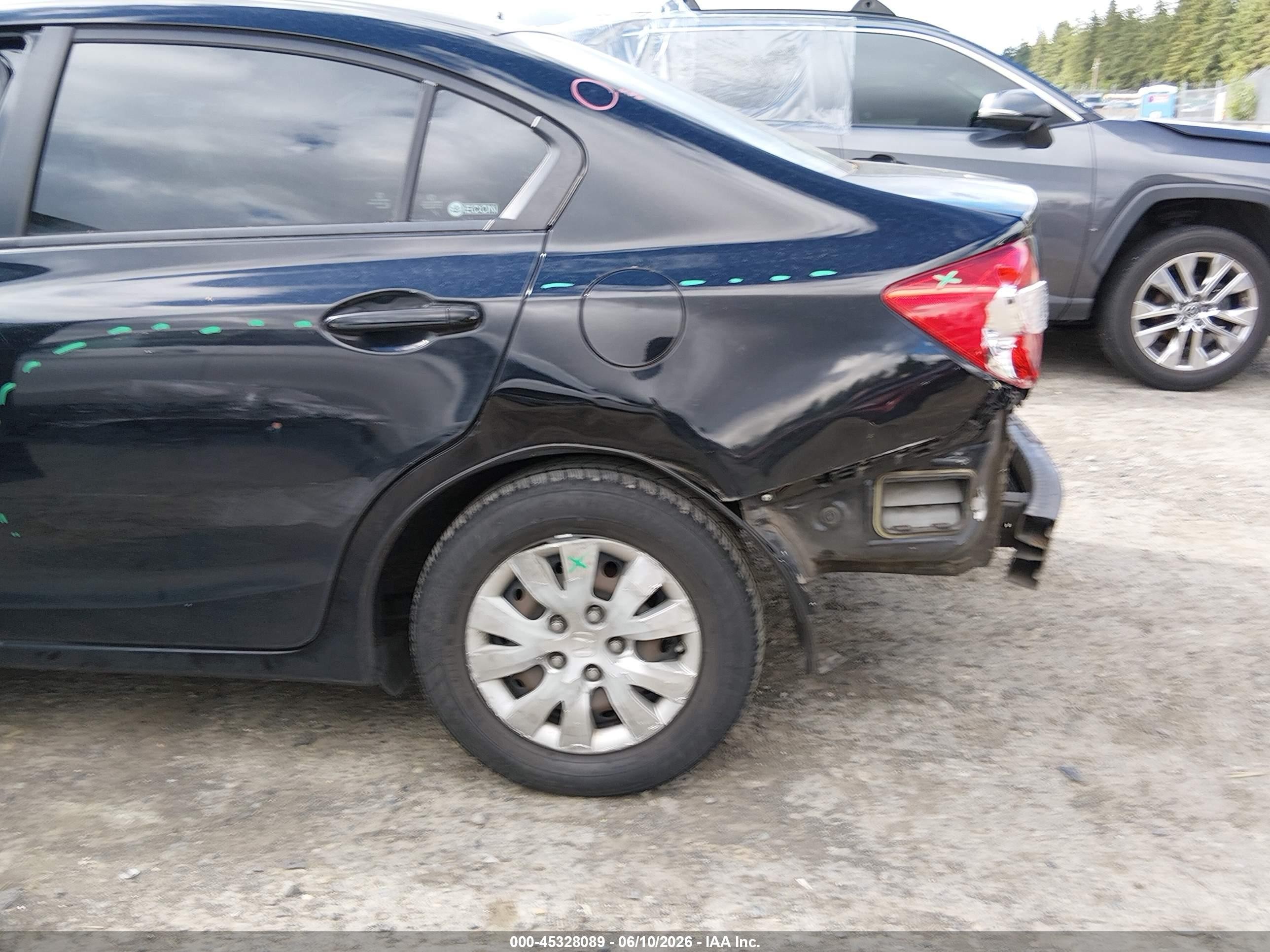 2012 Honda Civic Lx Black vin: 2HGFB2F5XCH604899