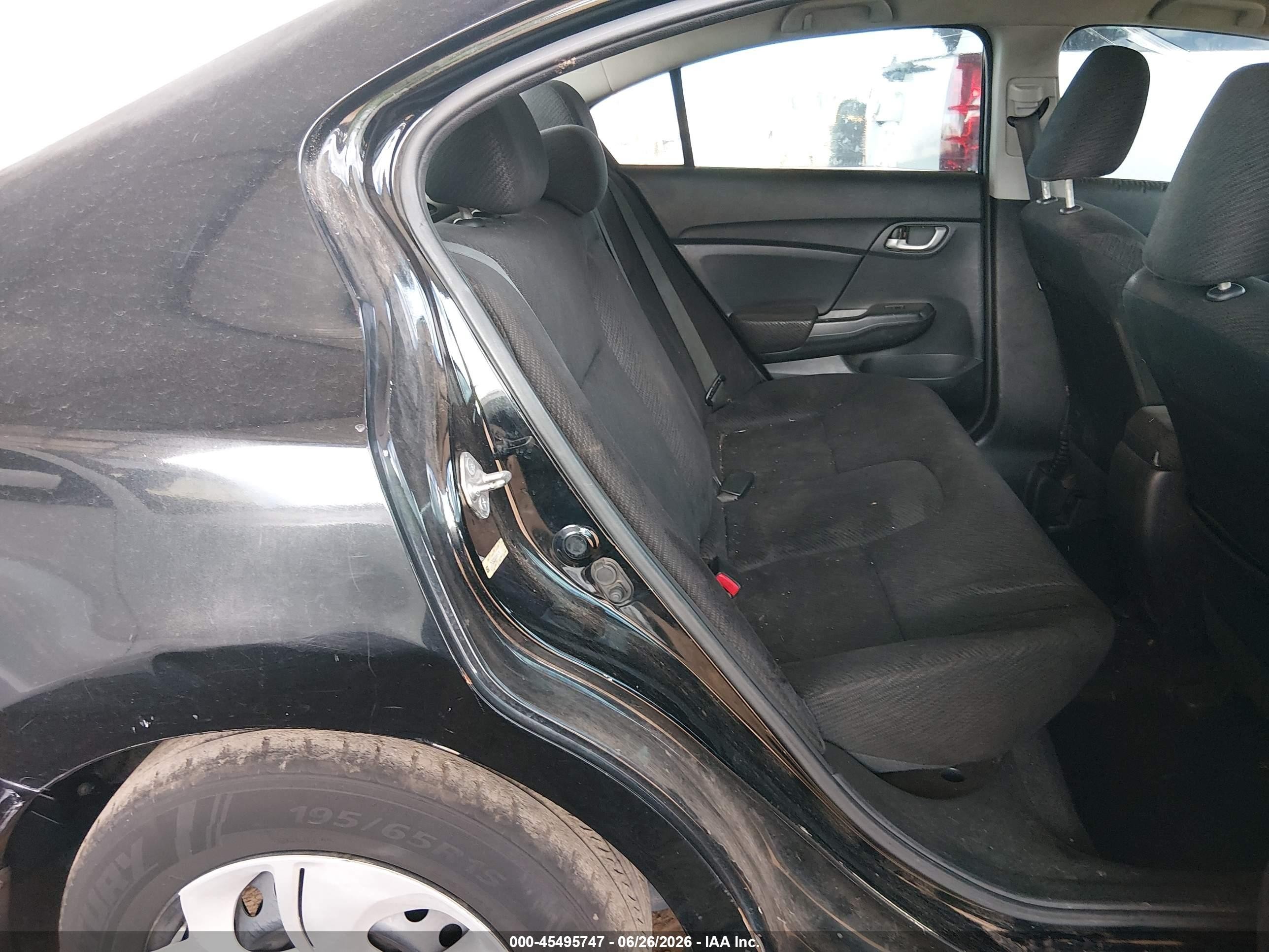 2013 Honda Civic Lx Black vin: 2HGFB2F5XDH524679