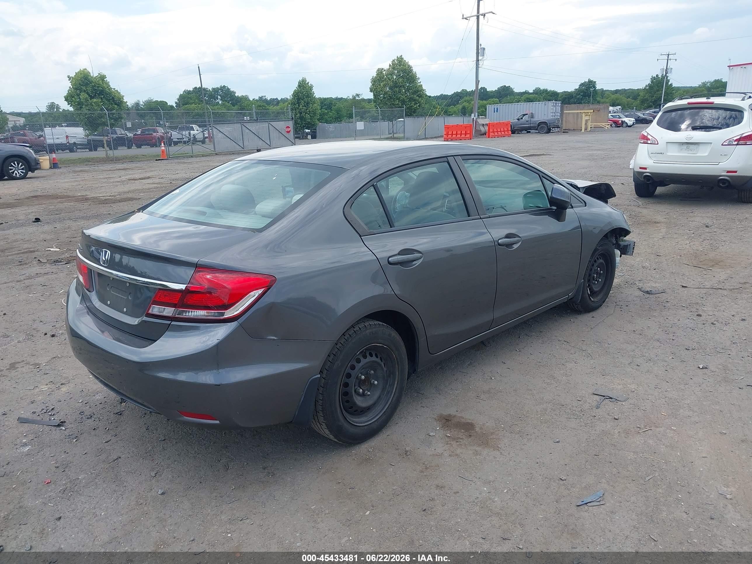 2013 Honda Civic Lx Gray vin: 2HGFB2F5XDH562977