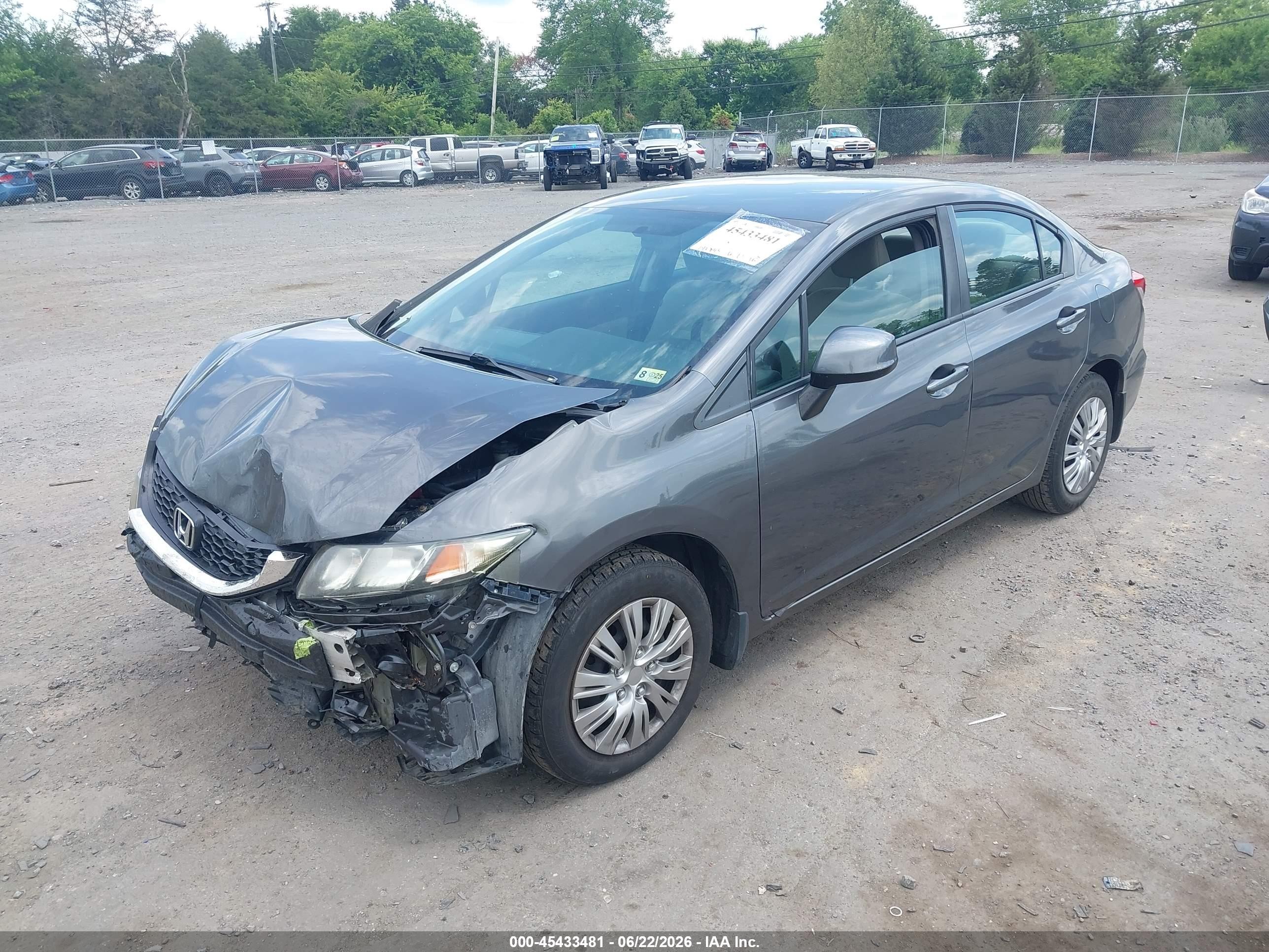 2013 Honda Civic Lx Gray vin: 2HGFB2F5XDH562977