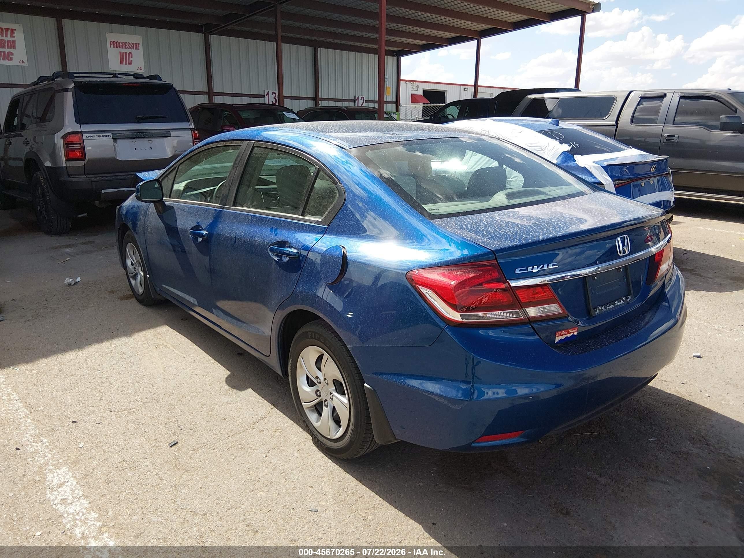 2013 Honda Civic Lx Синий vin: 2HGFB2F5XDH568830