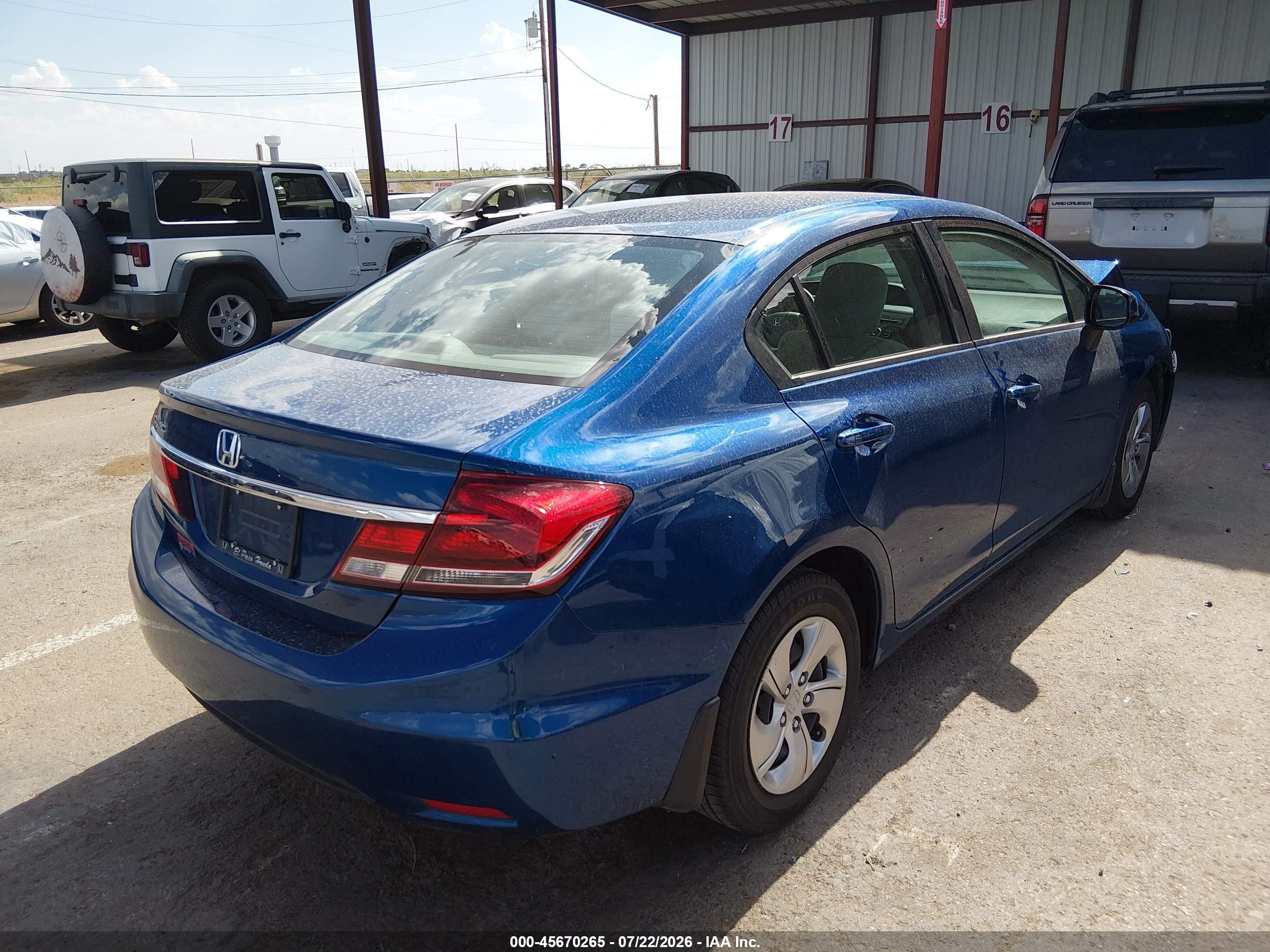 2013 Honda Civic Lx Синий vin: 2HGFB2F5XDH568830