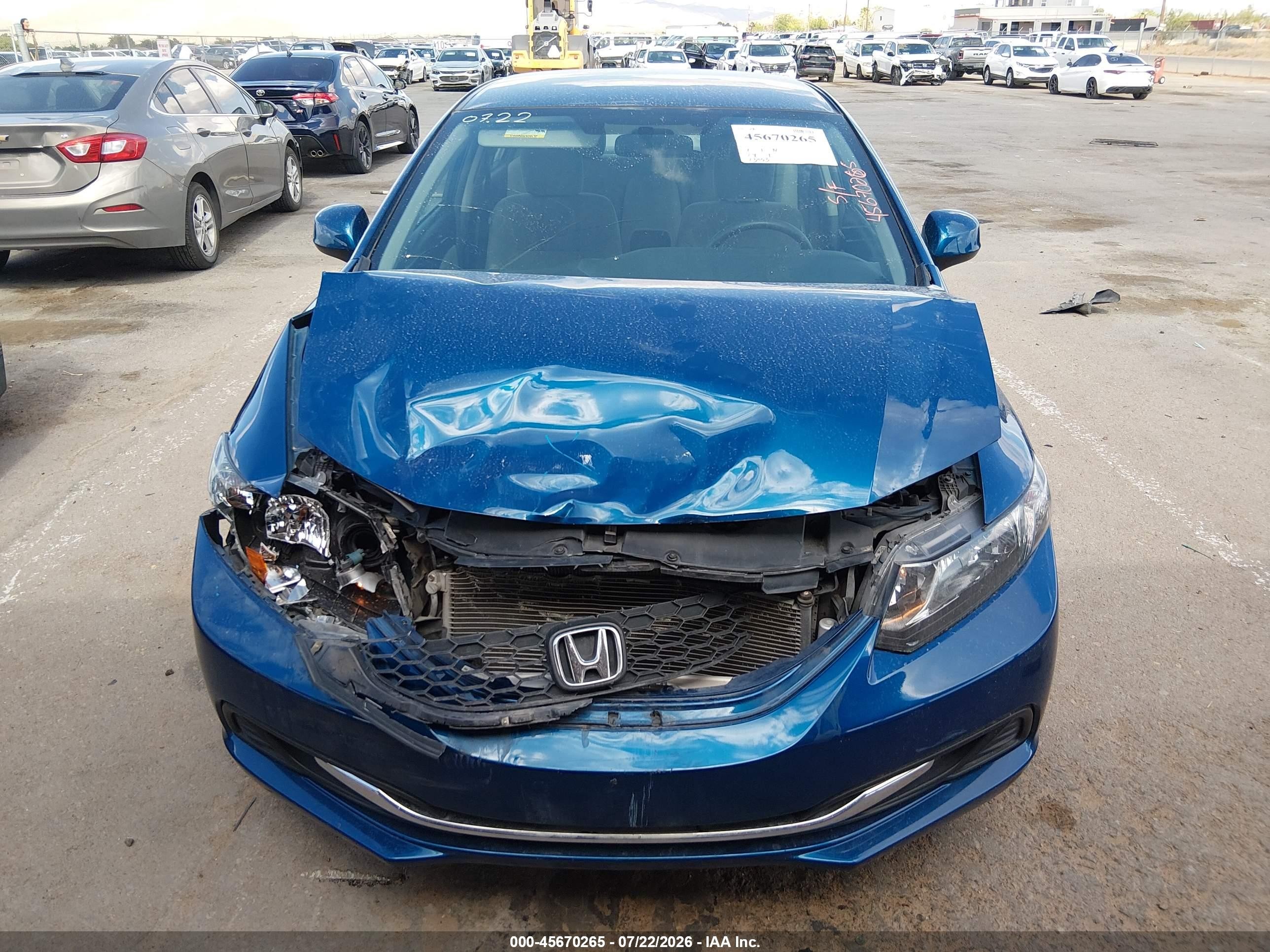 2013 Honda Civic Lx Синий vin: 2HGFB2F5XDH568830