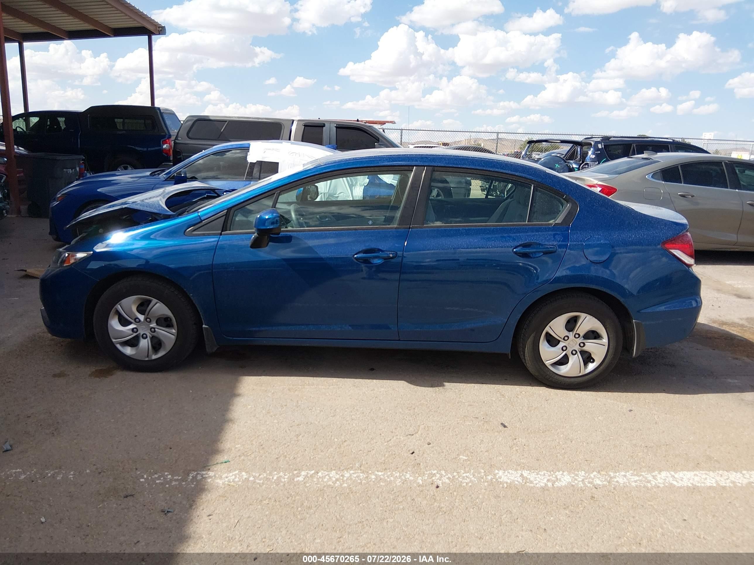2013 Honda Civic Lx Синий vin: 2HGFB2F5XDH568830