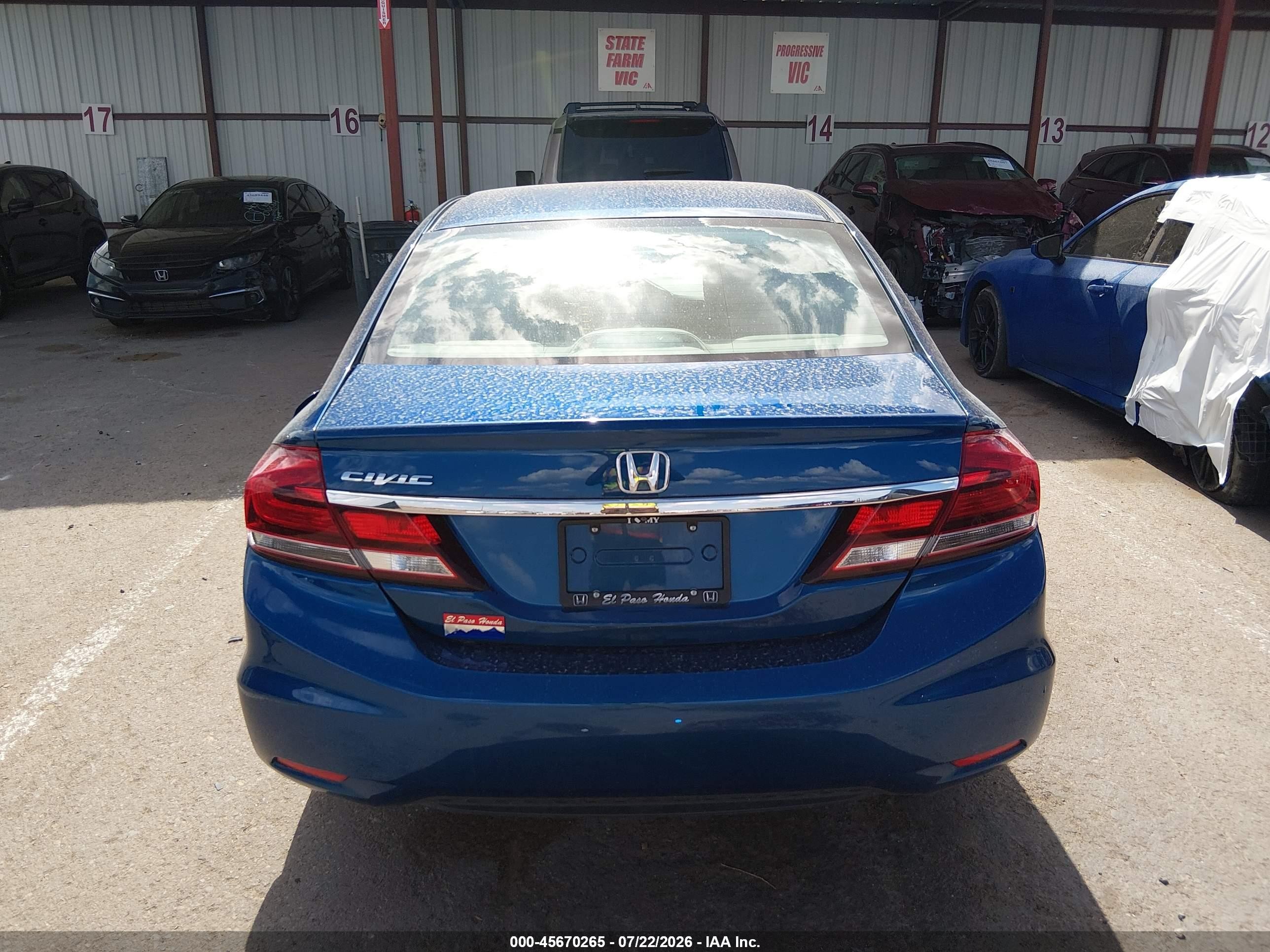 2013 Honda Civic Lx Синий vin: 2HGFB2F5XDH568830