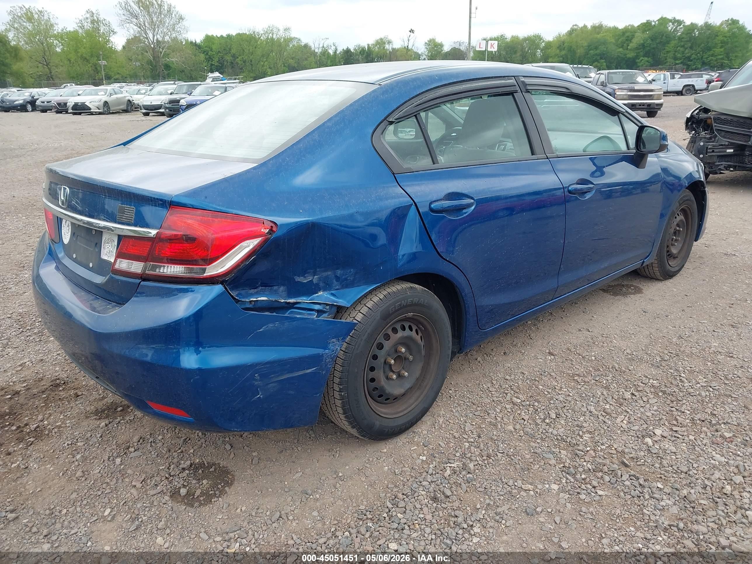 2013 Honda Civic Lx Blue vin: 2HGFB2F5XDH575079