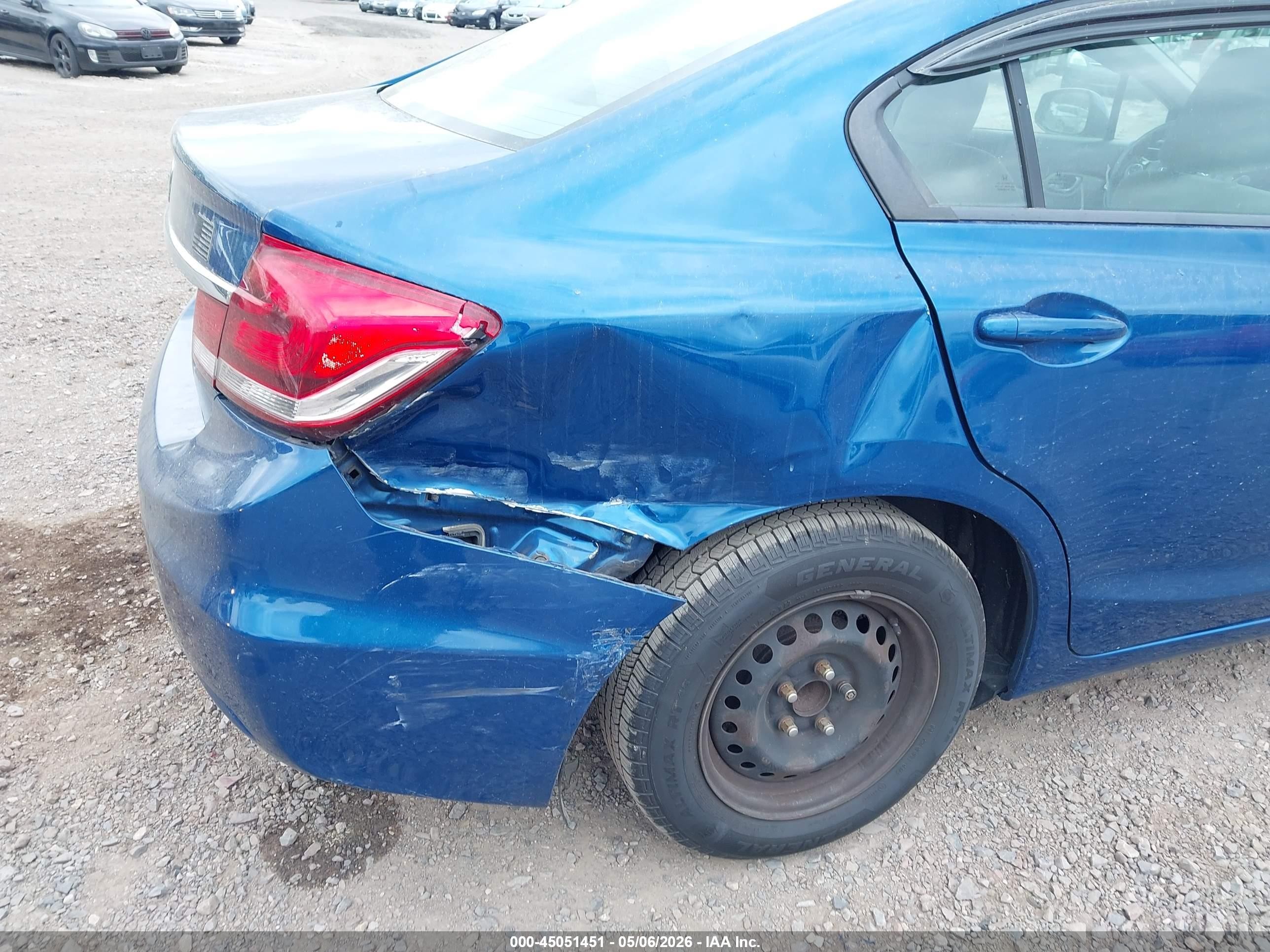 2013 Honda Civic Lx Blue vin: 2HGFB2F5XDH575079
