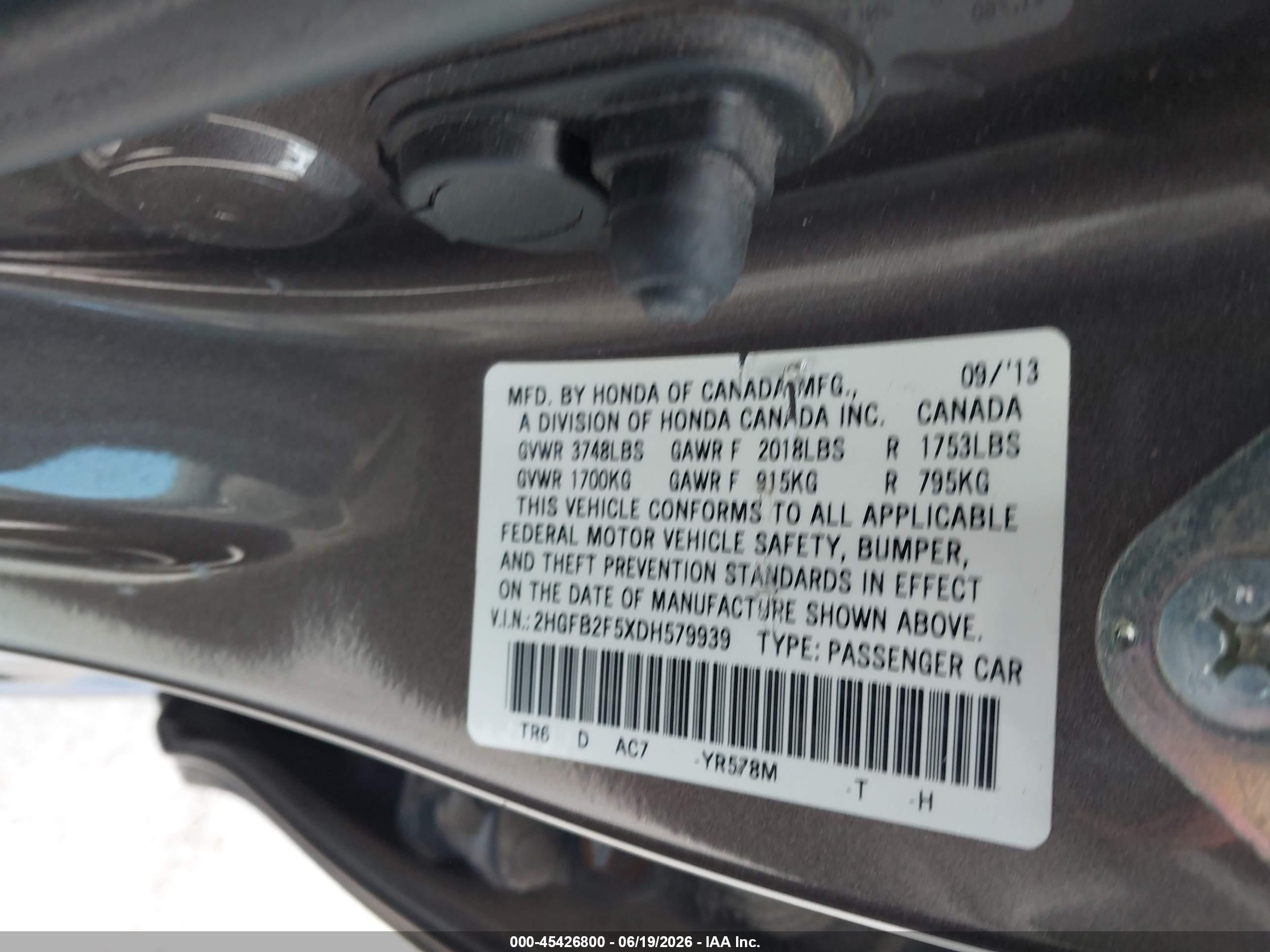 2013 Honda Civic Lx Silver vin: 2HGFB2F5XDH579939