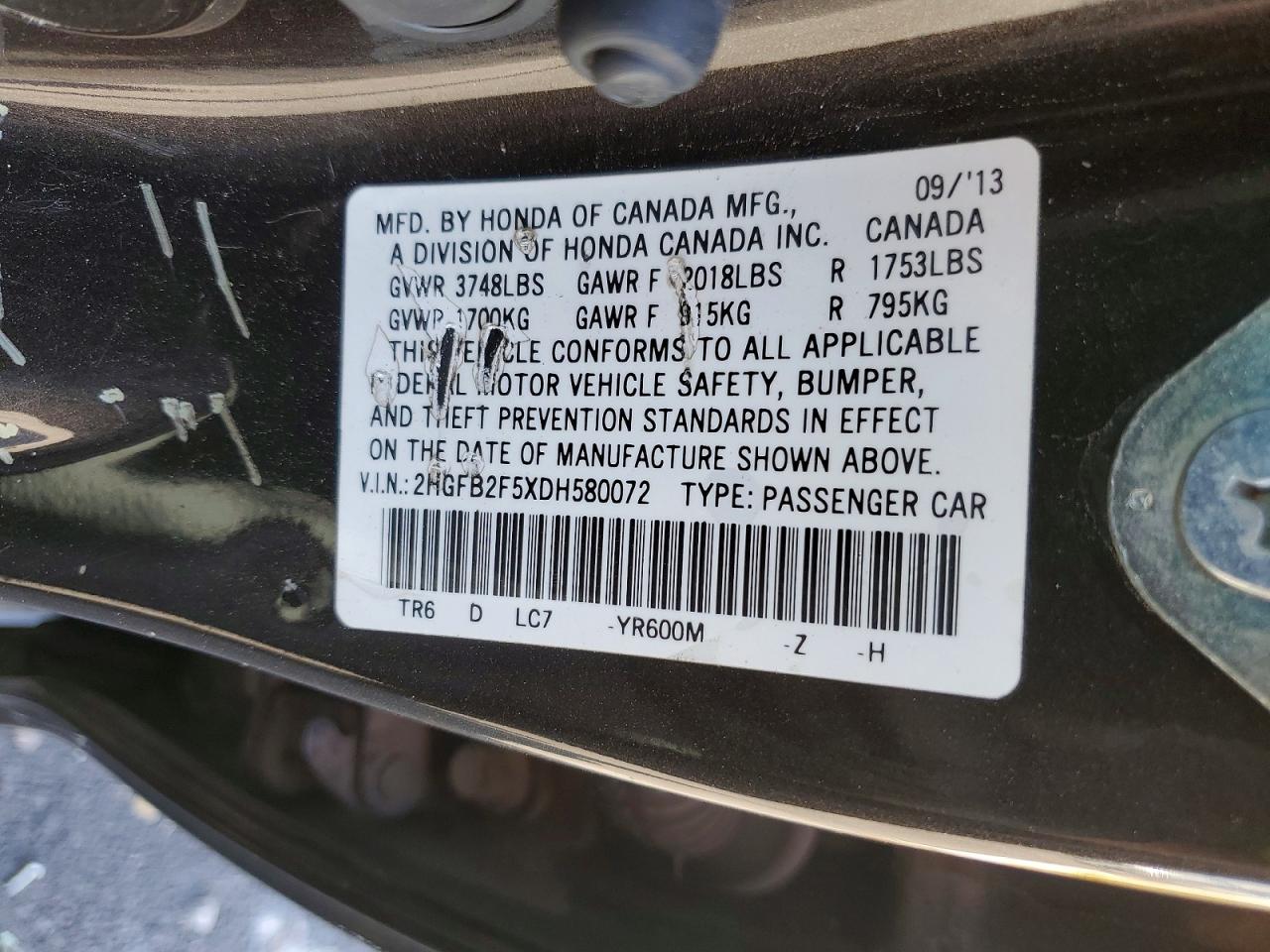 2013 Honda Civic Lx Black vin: 2HGFB2F5XDH580072