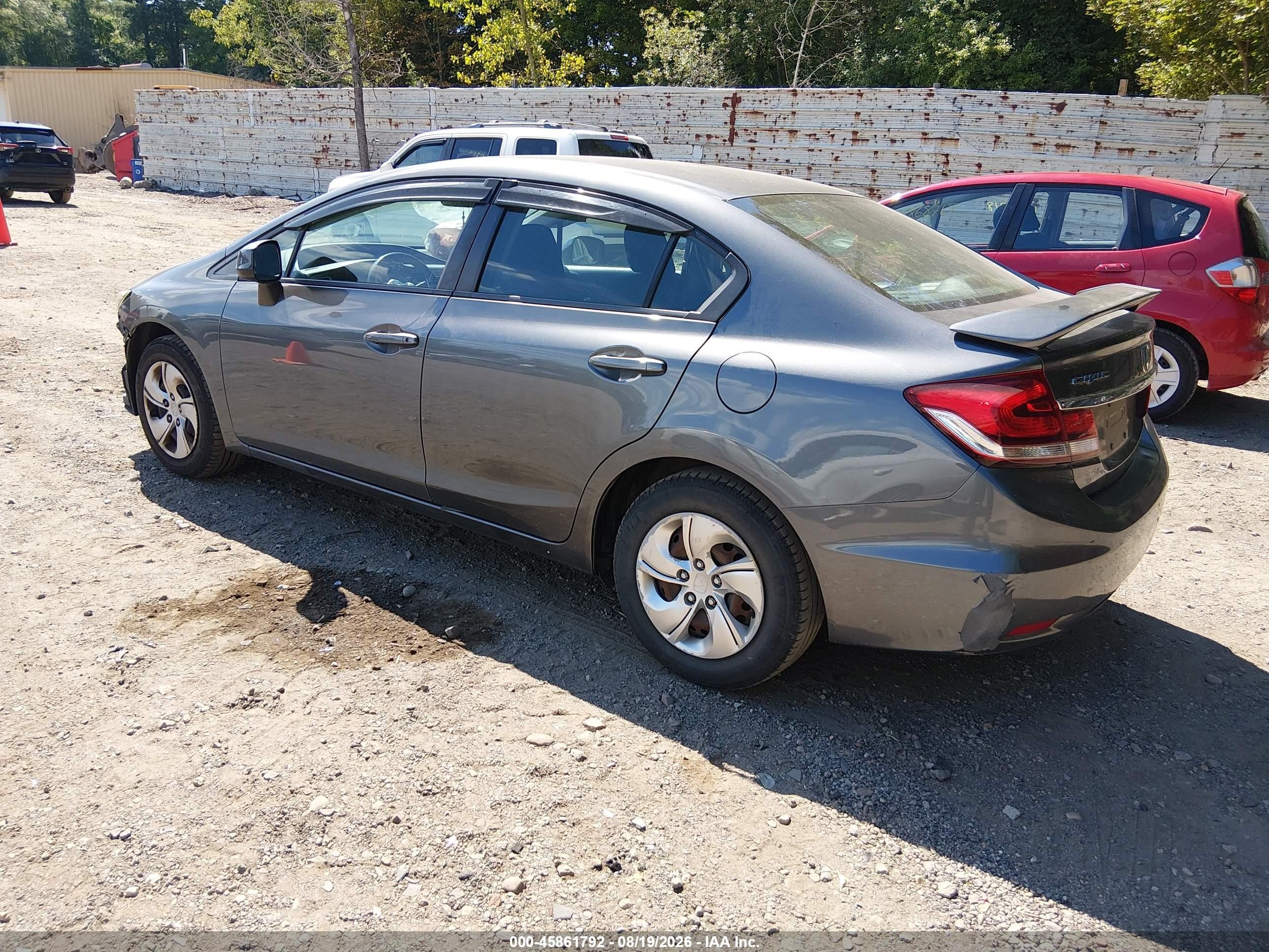 2013 Honda Civic Lx Gray vin: 2HGFB2F5XDH581724