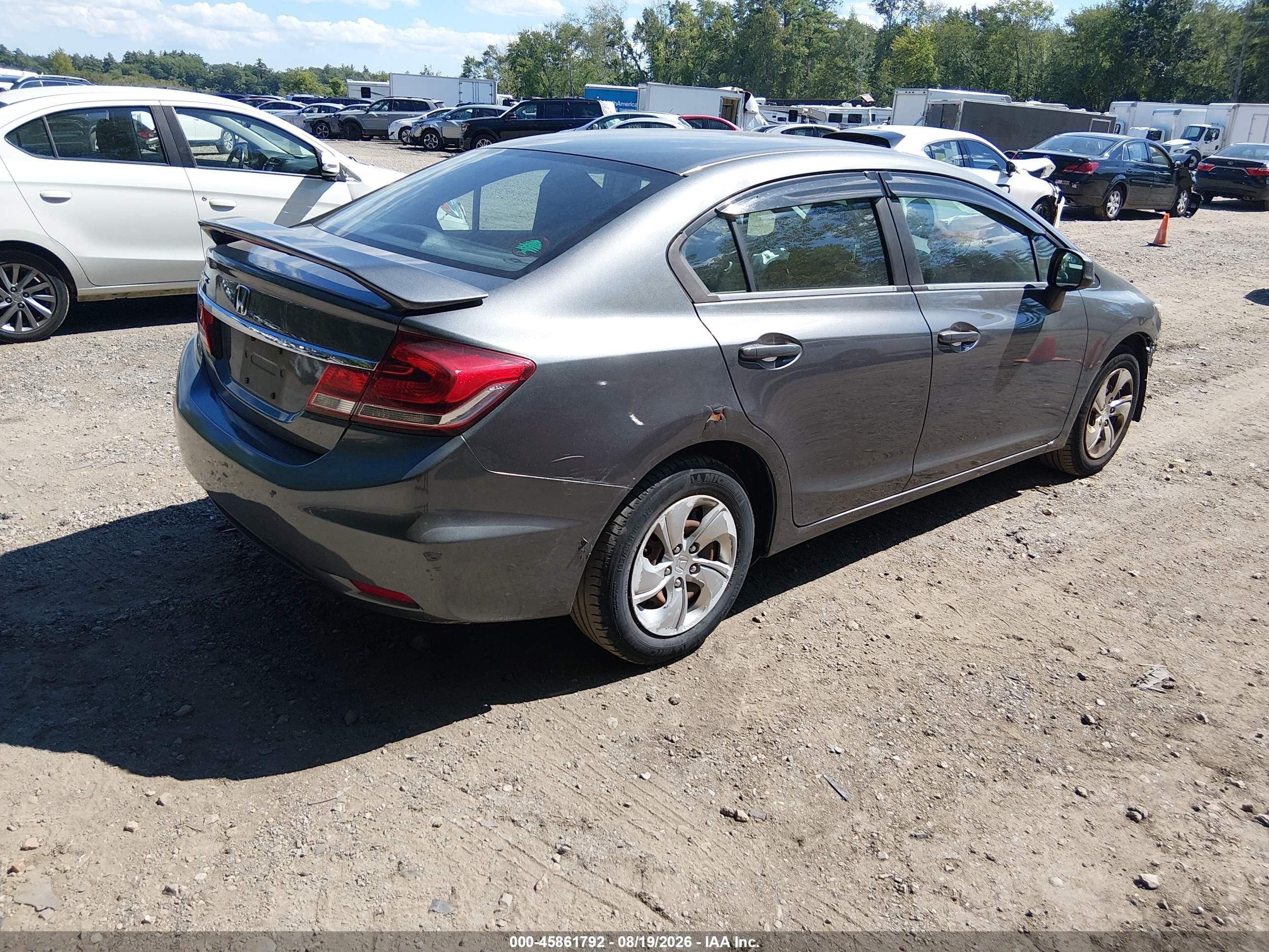 2013 Honda Civic Lx Gray vin: 2HGFB2F5XDH581724