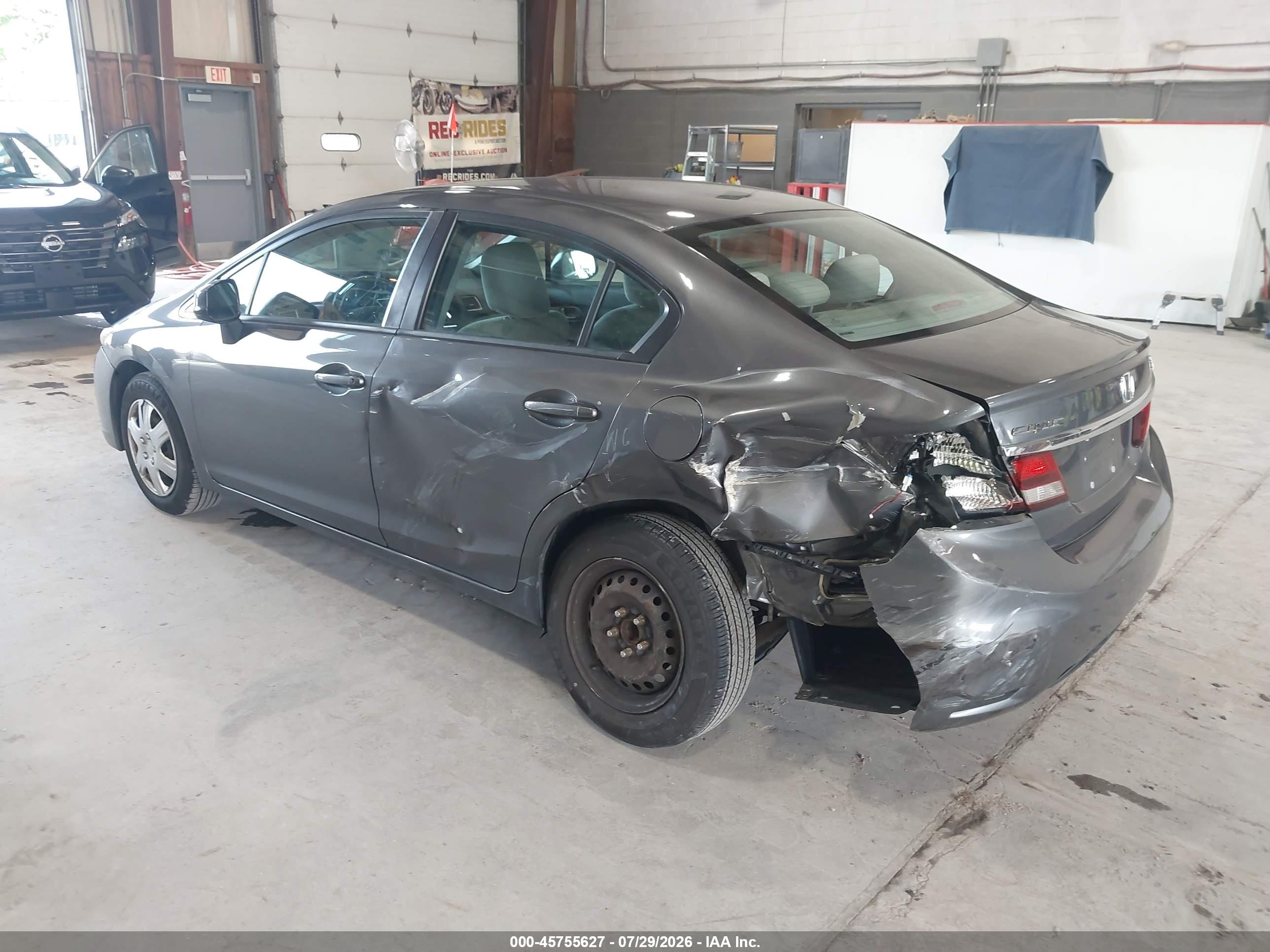 2013 Honda Civic Lx Gray vin: 2HGFB2F5XDH590536