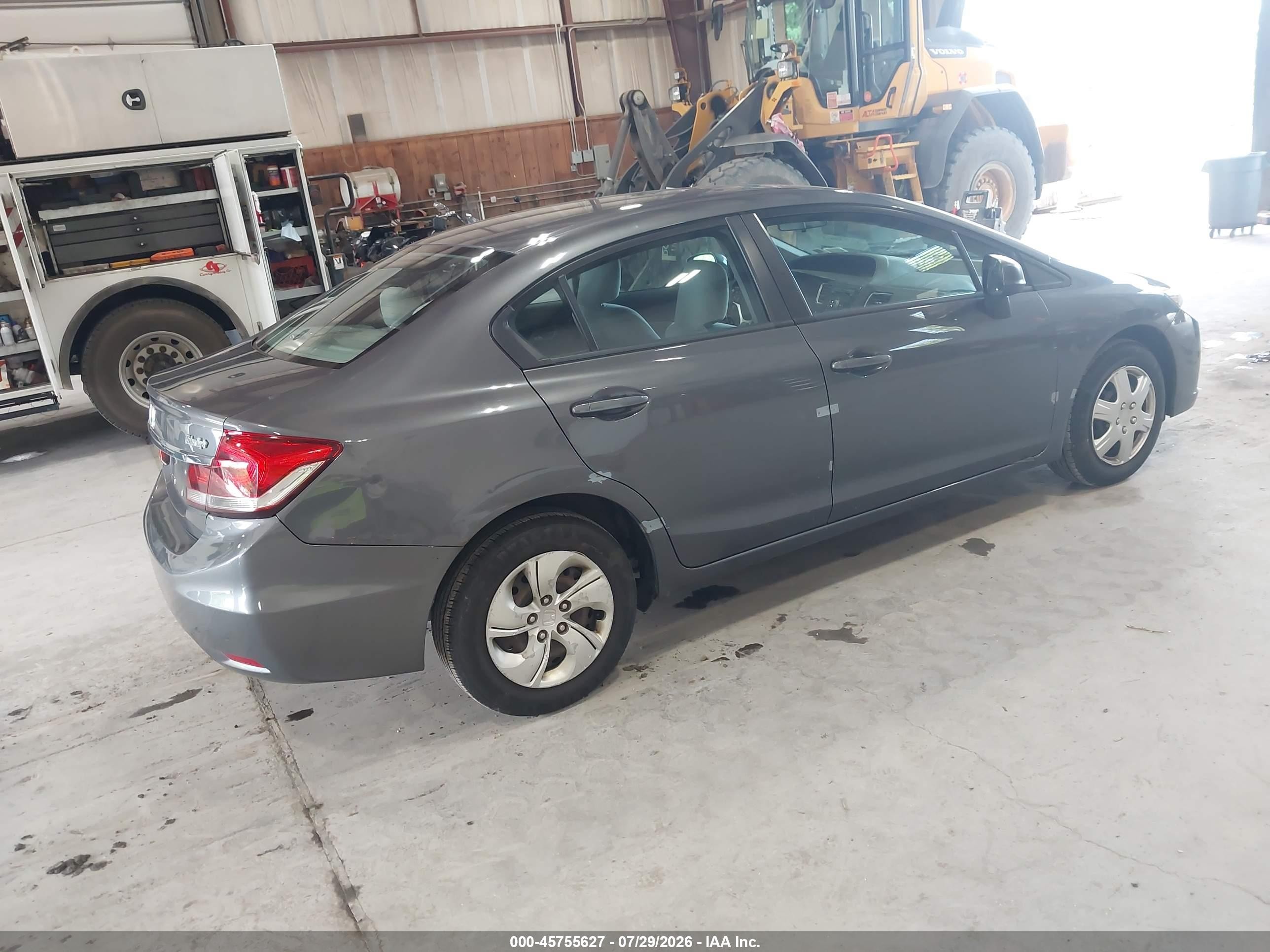 2013 Honda Civic Lx Gray vin: 2HGFB2F5XDH590536