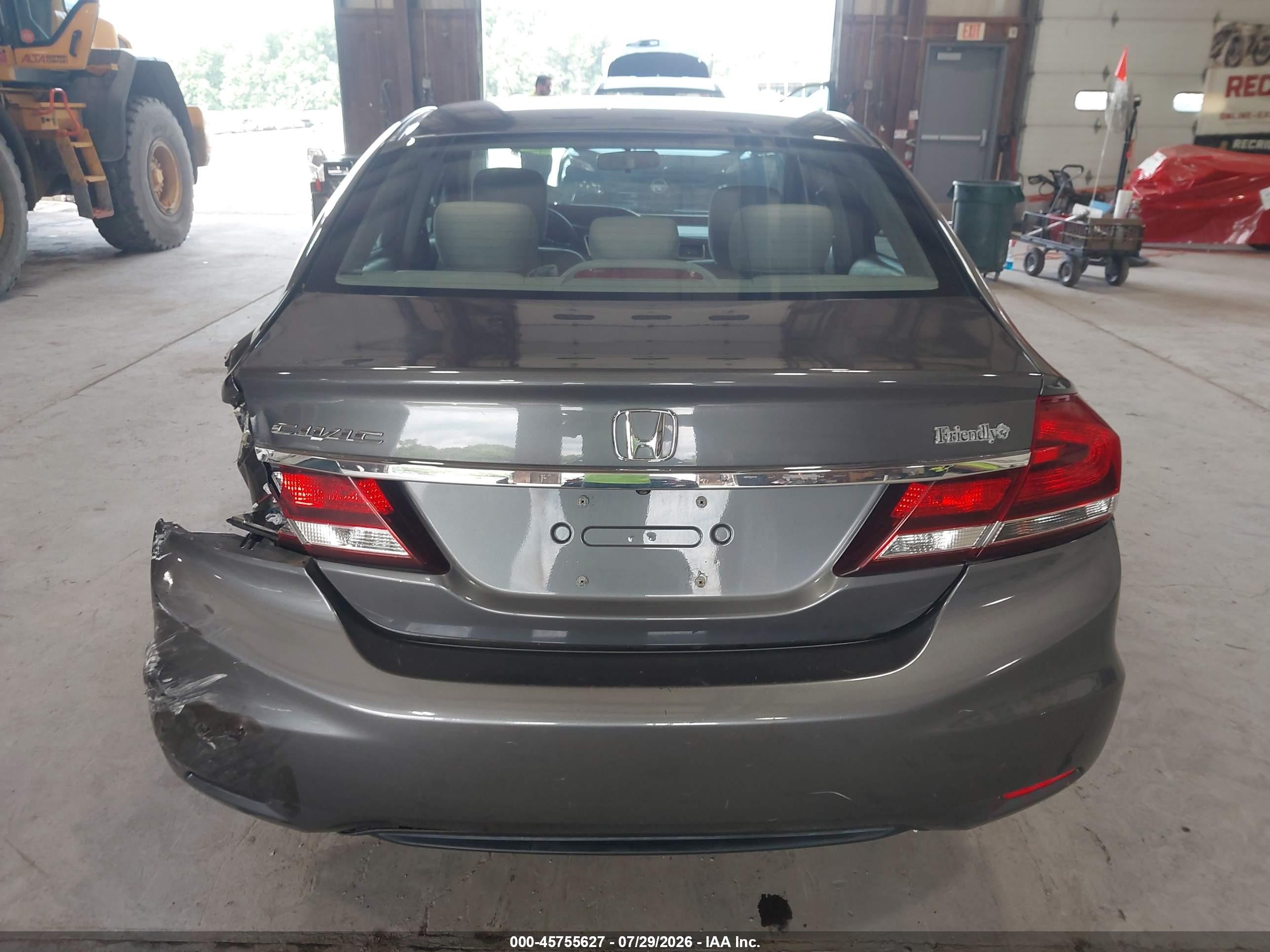 2013 Honda Civic Lx Gray vin: 2HGFB2F5XDH590536