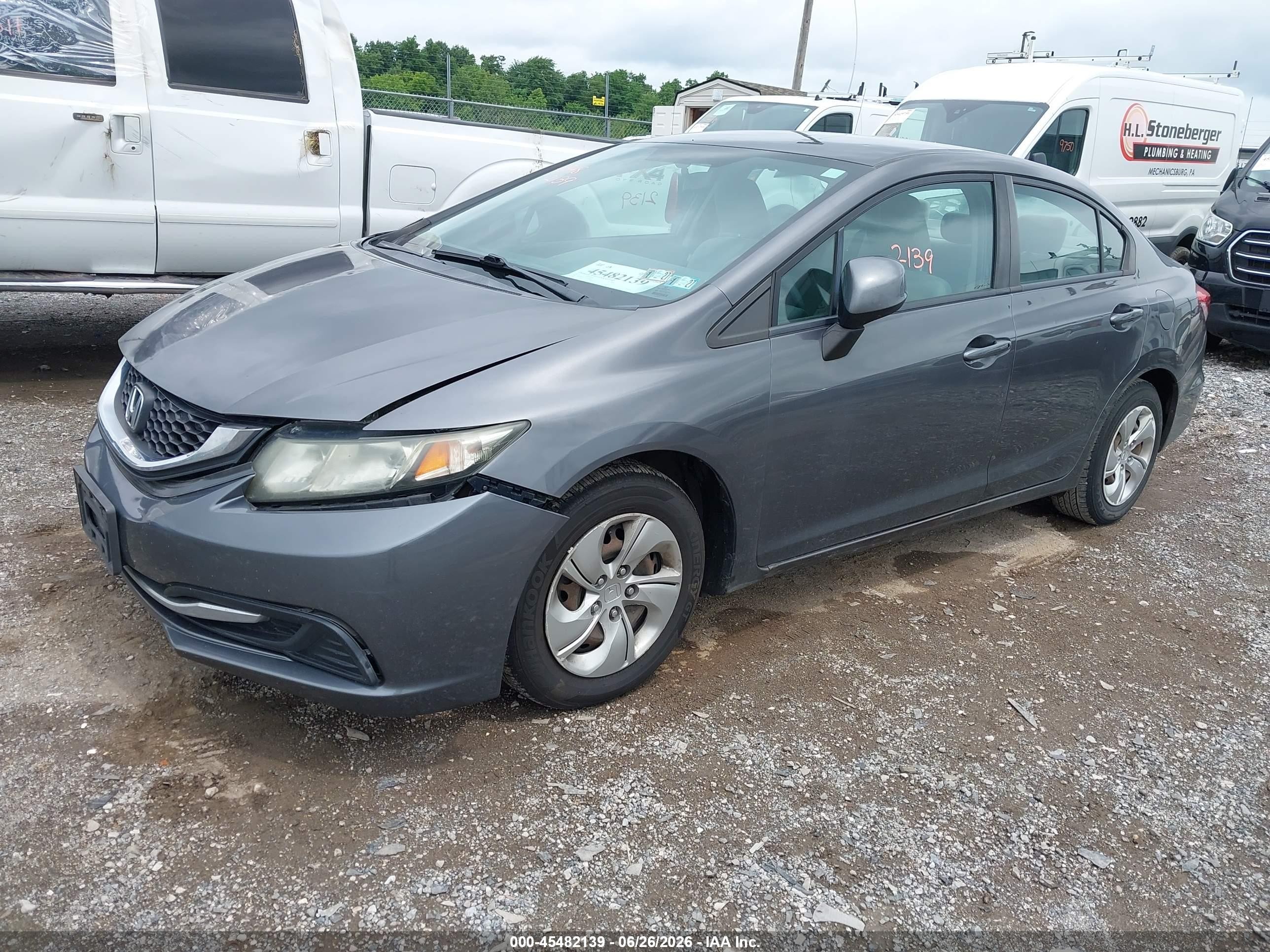 2013 Honda Civic Lx Gray vin: 2HGFB2F5XDH594828