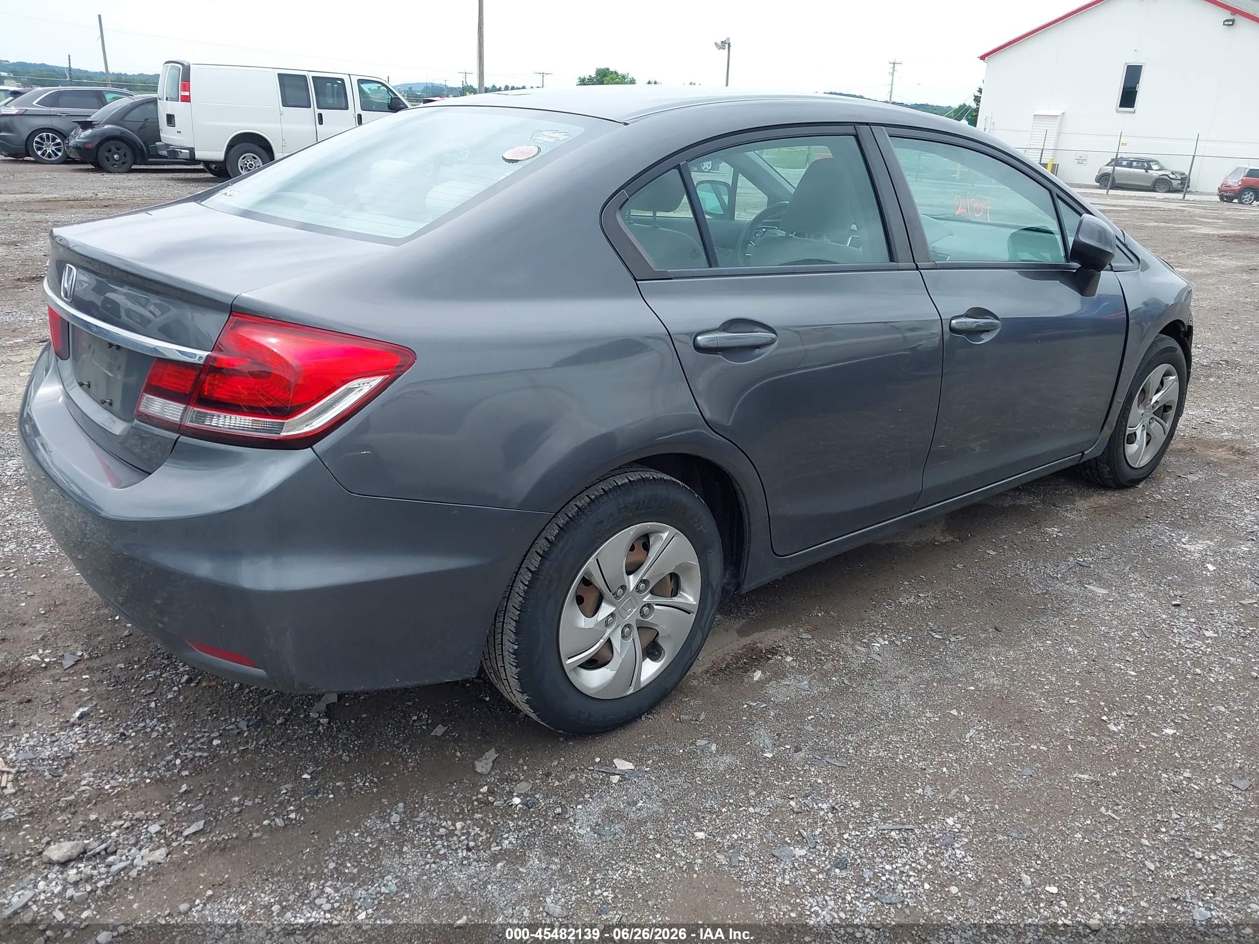 2013 Honda Civic Lx Gray vin: 2HGFB2F5XDH594828