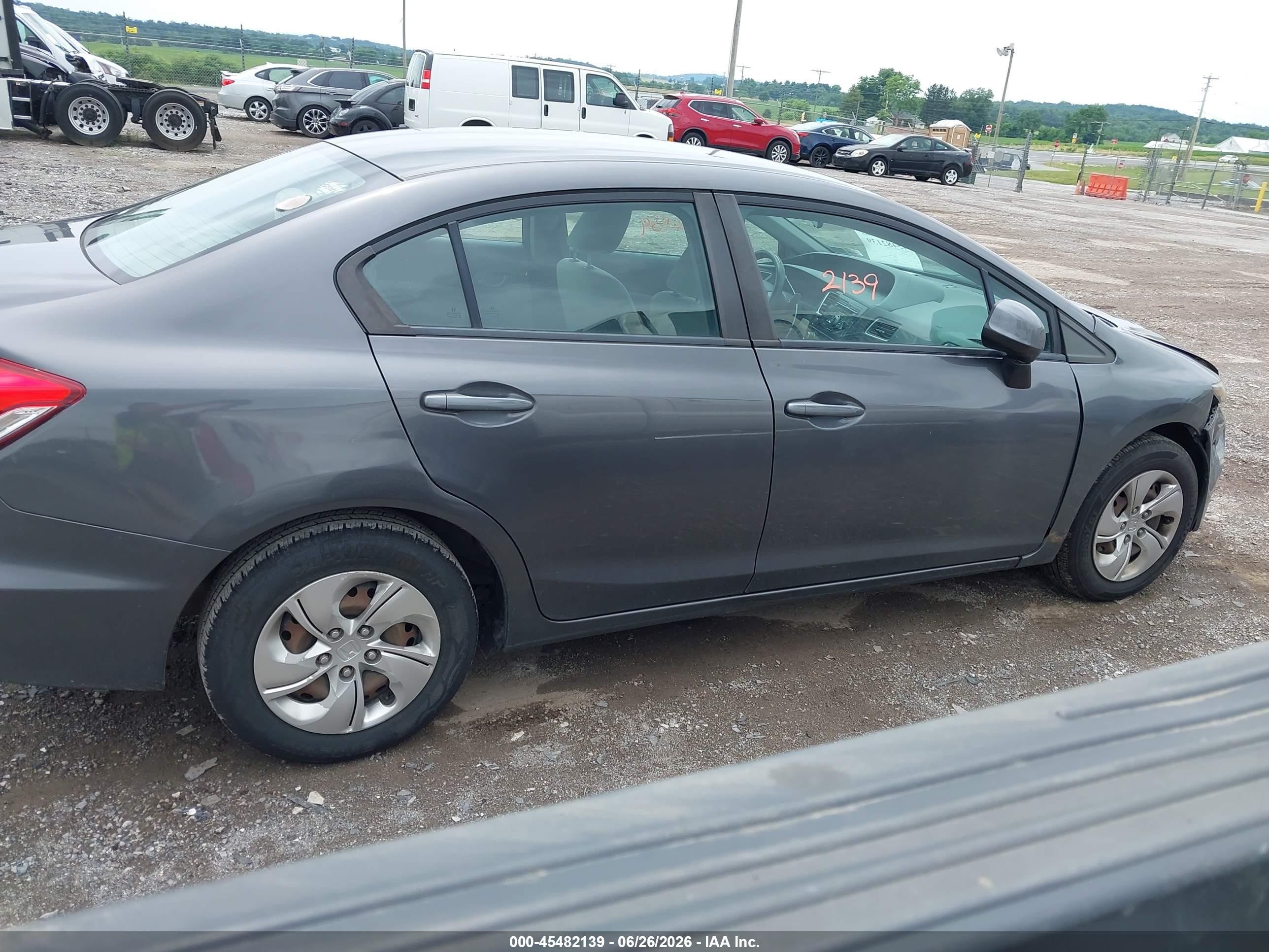2013 Honda Civic Lx Gray vin: 2HGFB2F5XDH594828