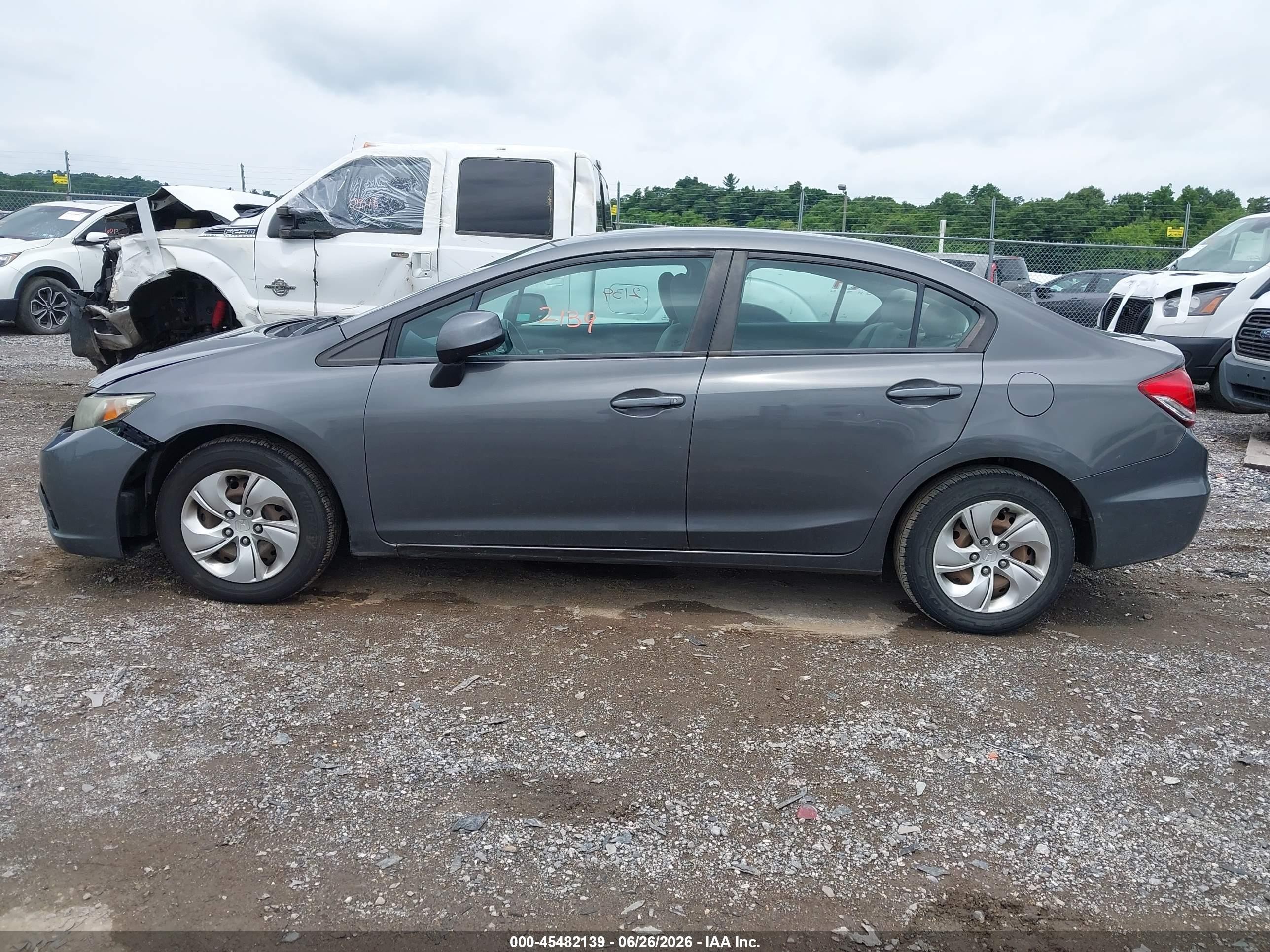 2013 Honda Civic Lx Gray vin: 2HGFB2F5XDH594828