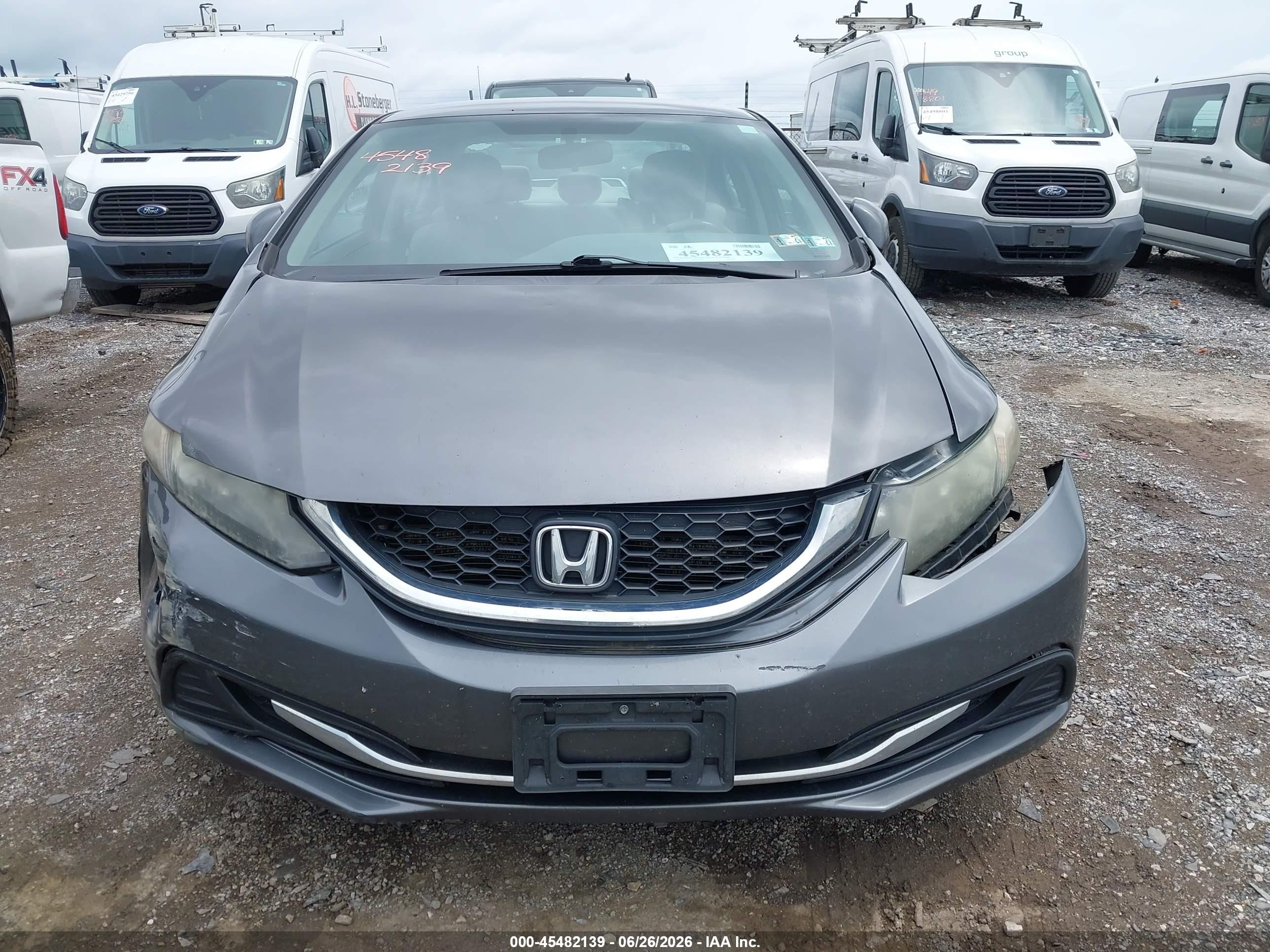2013 Honda Civic Lx Gray vin: 2HGFB2F5XDH594828