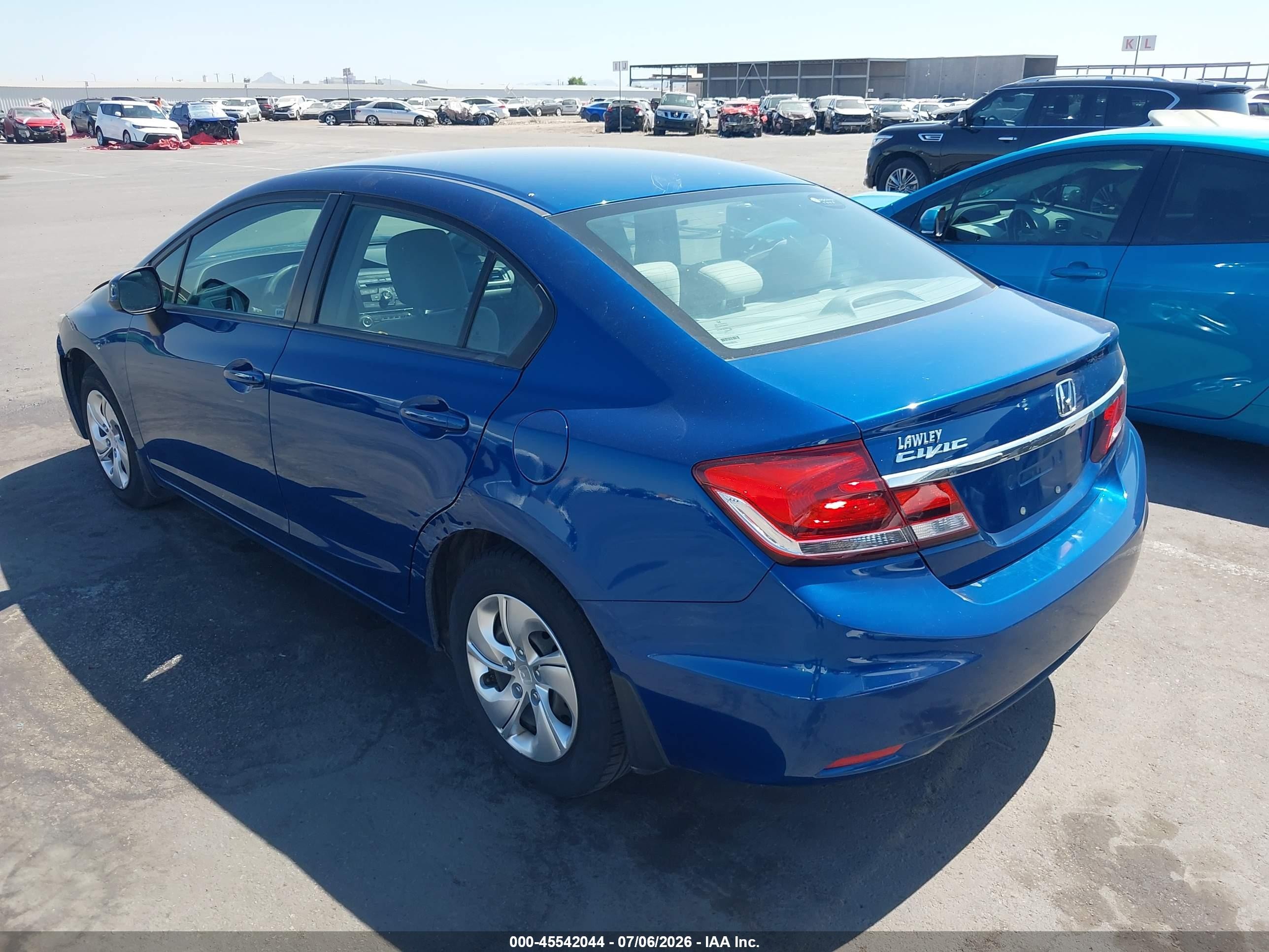2013 Honda Civic Lx Blue vin: 2HGFB2F5XDH602619