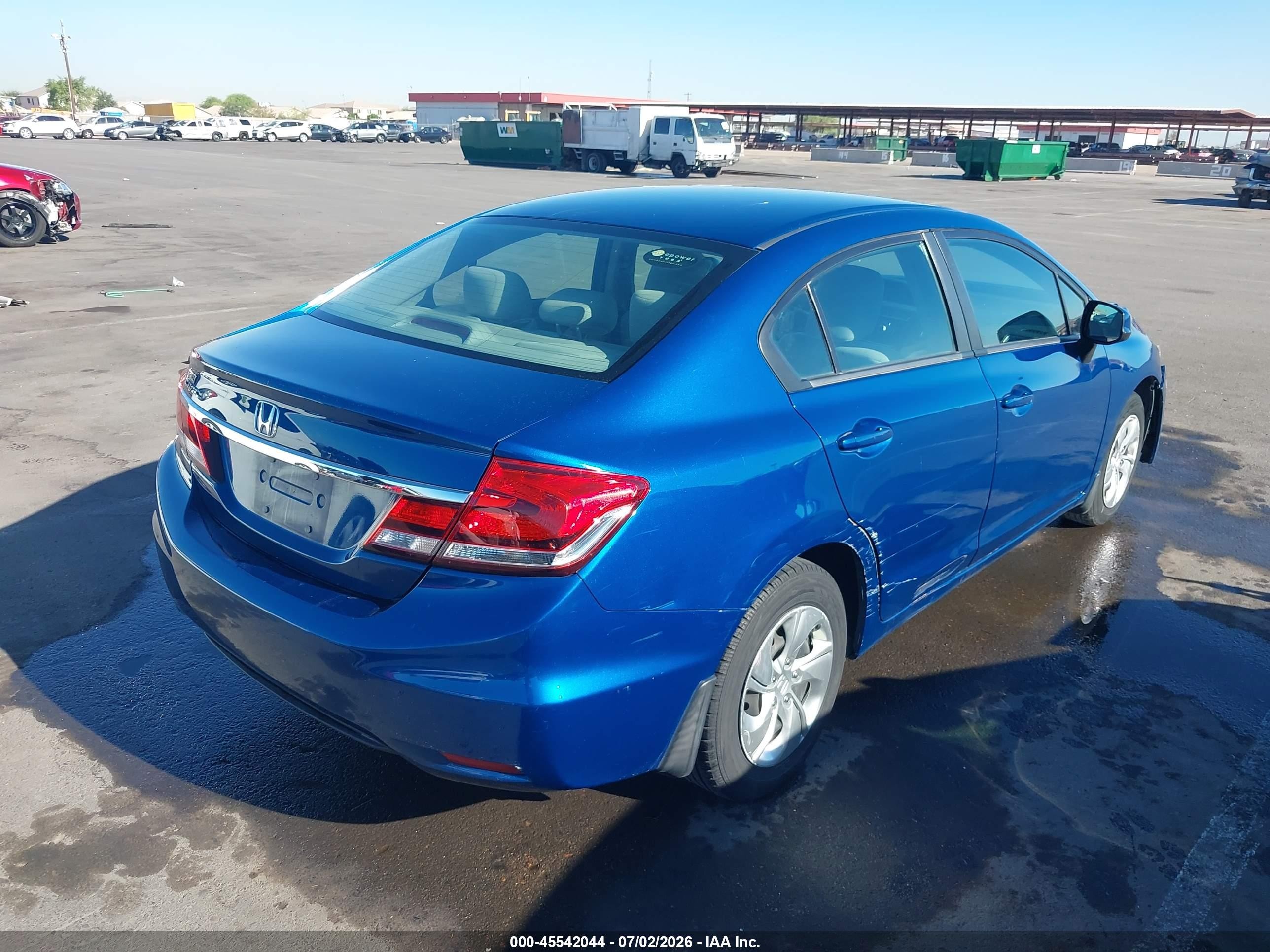 2013 Honda Civic Lx Blue vin: 2HGFB2F5XDH602619