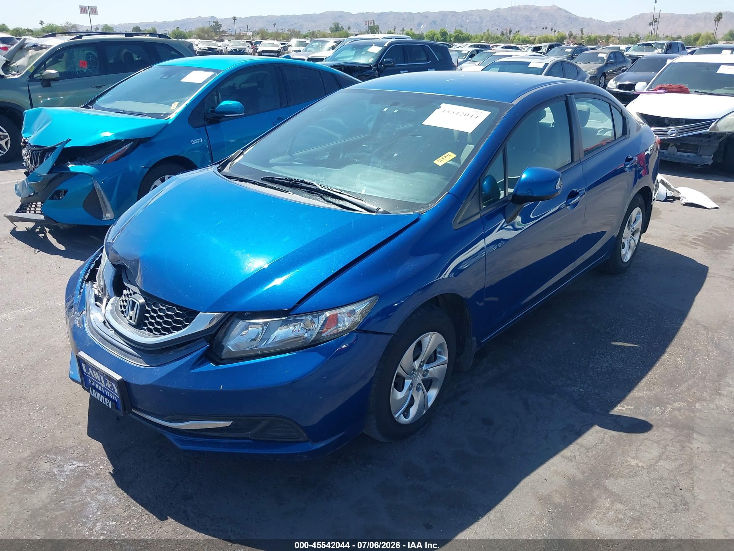 2013 Honda Civic Lx Blue vin: 2HGFB2F5XDH602619