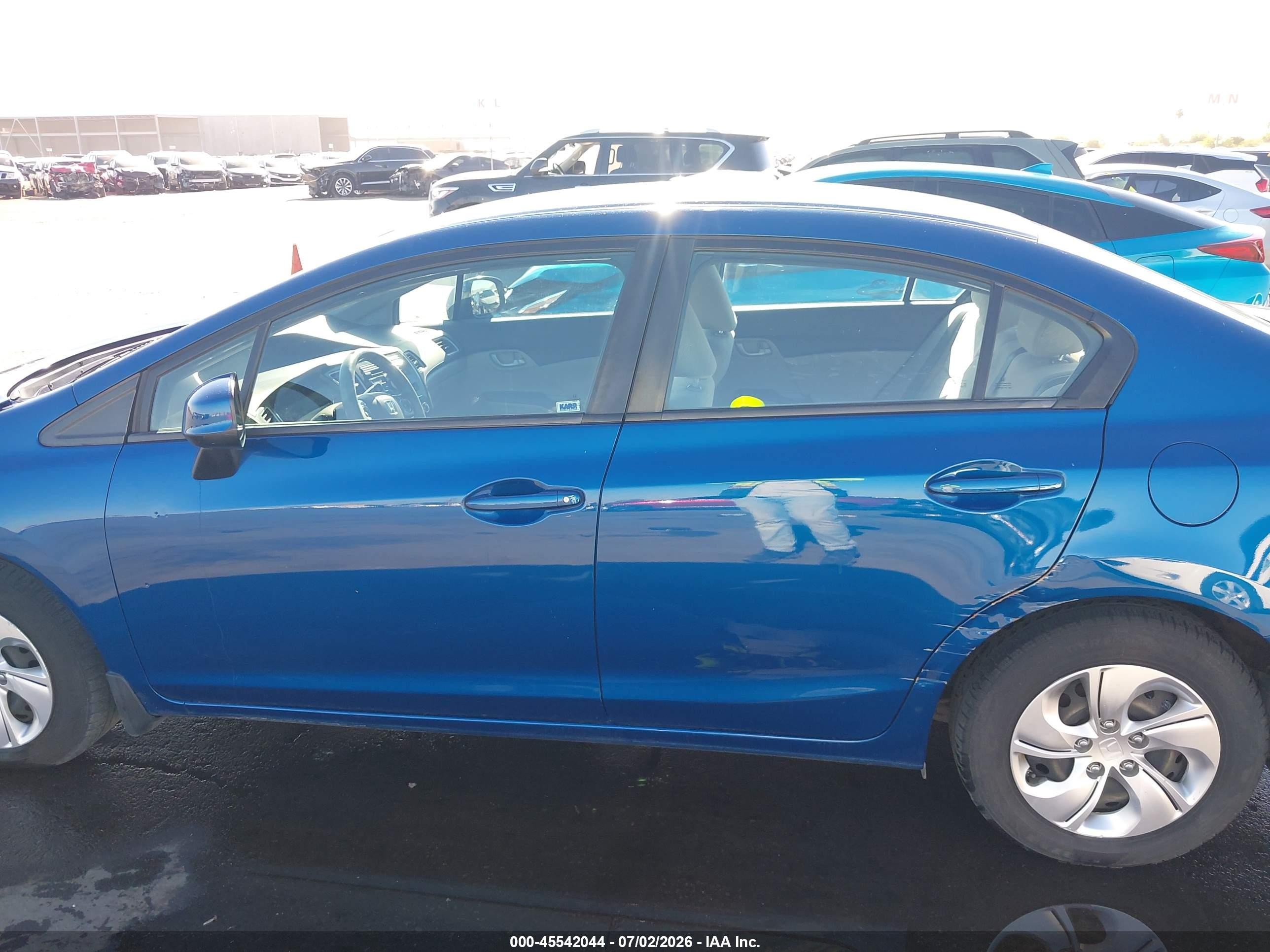 2013 Honda Civic Lx Blue vin: 2HGFB2F5XDH602619