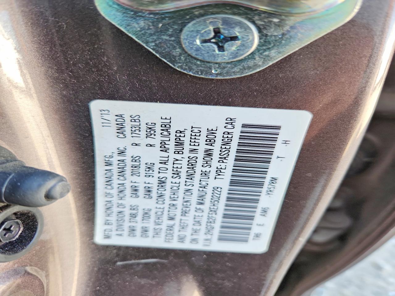2014 Honda Civic Gray vin: 2HGFB2F5XEH502229