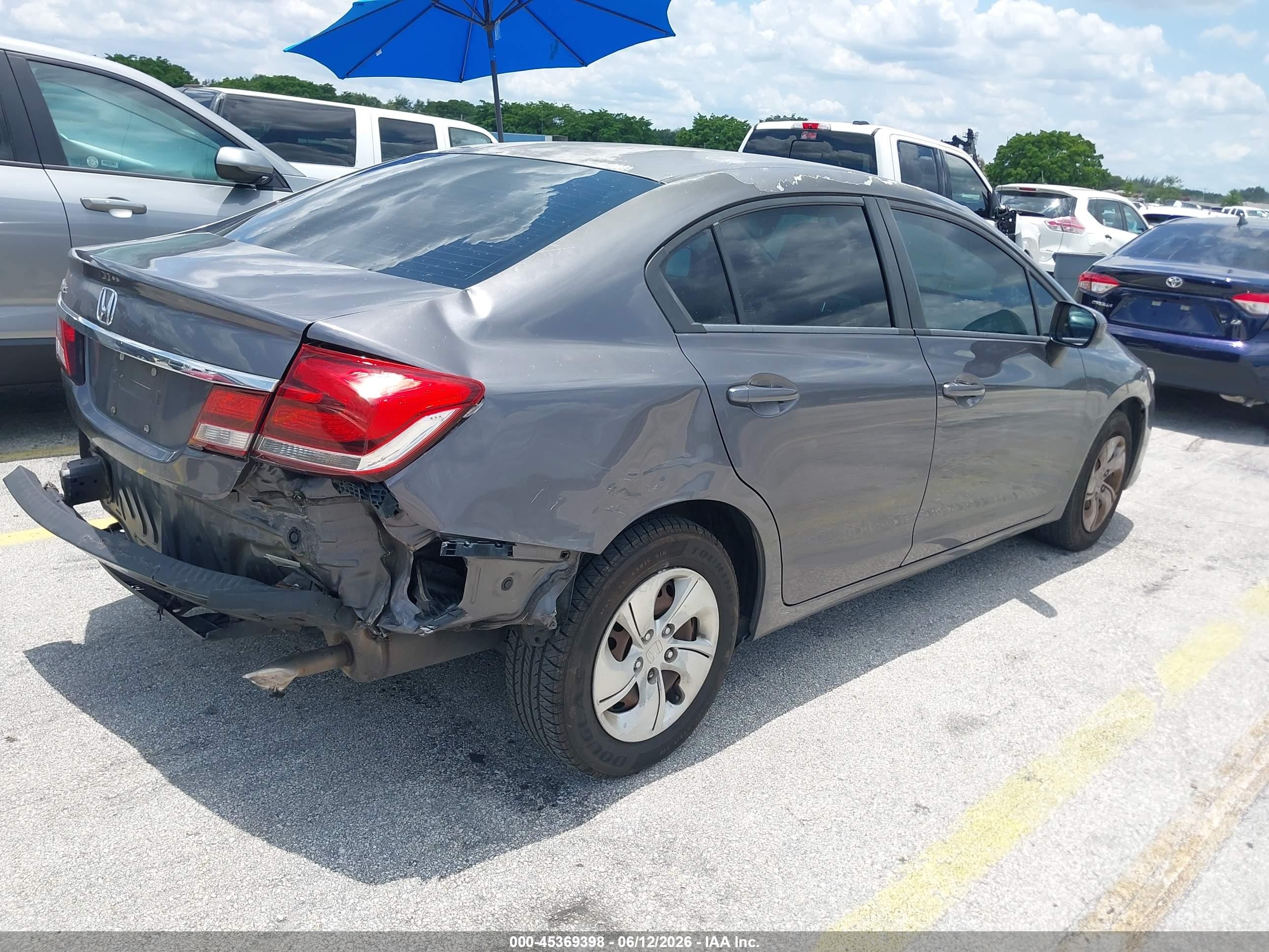 2014 Honda Civic Lx Gray vin: 2HGFB2F5XEH503400