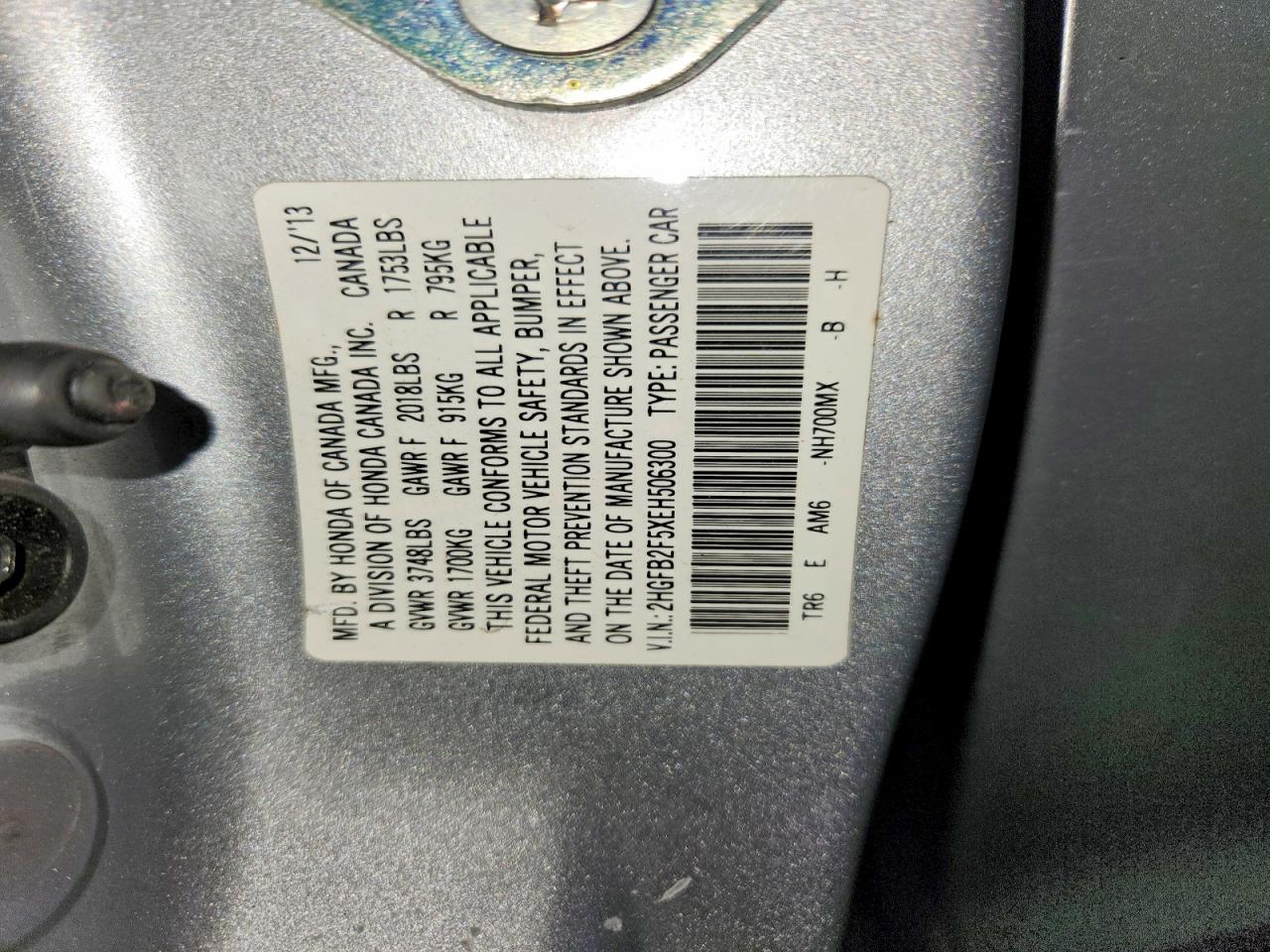 2014 Honda Civic Lx Серебряный vin: 2HGFB2F5XEH506300