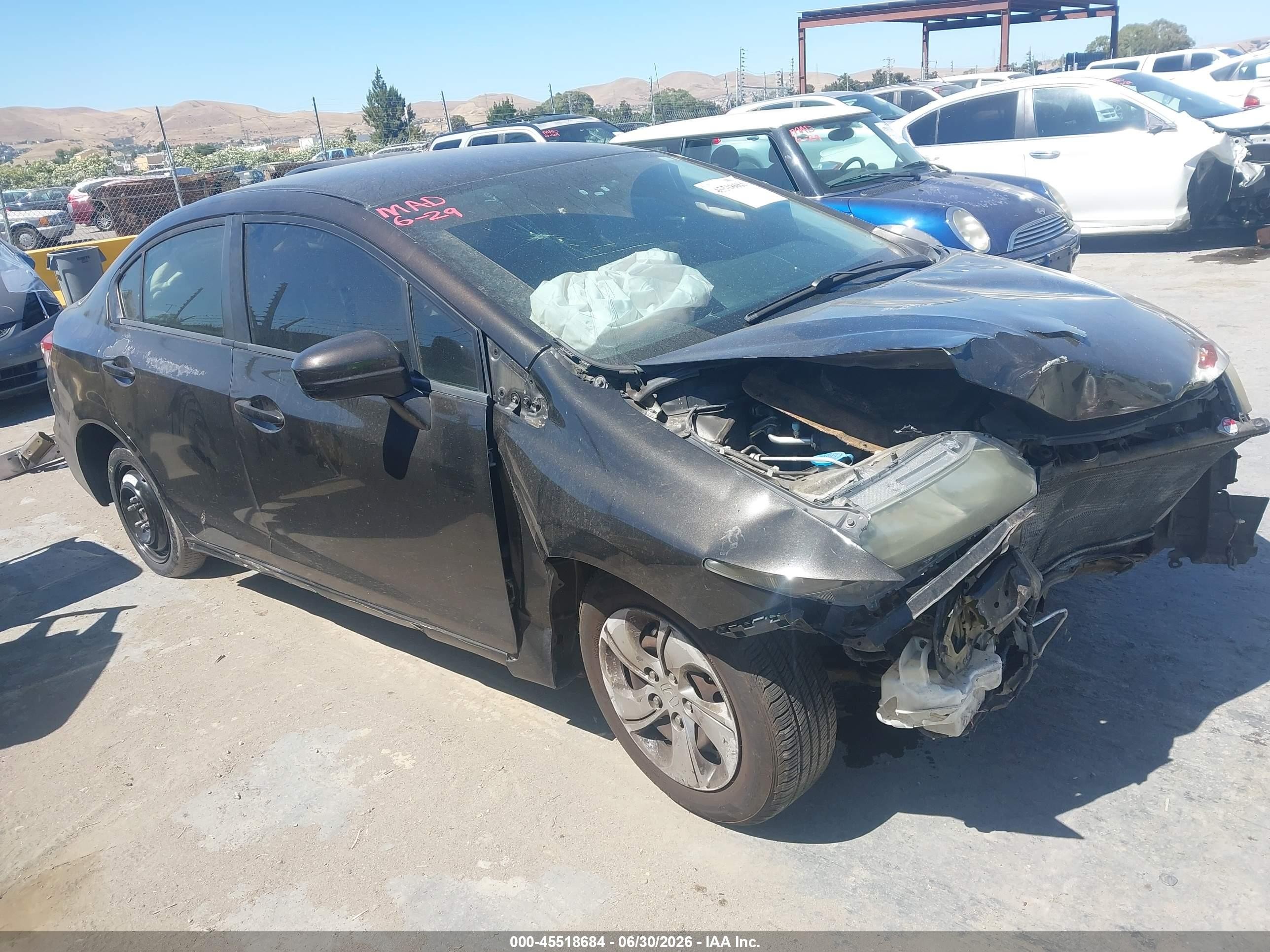 2014 Honda Civic Lx Black vin: 2HGFB2F5XEH513117