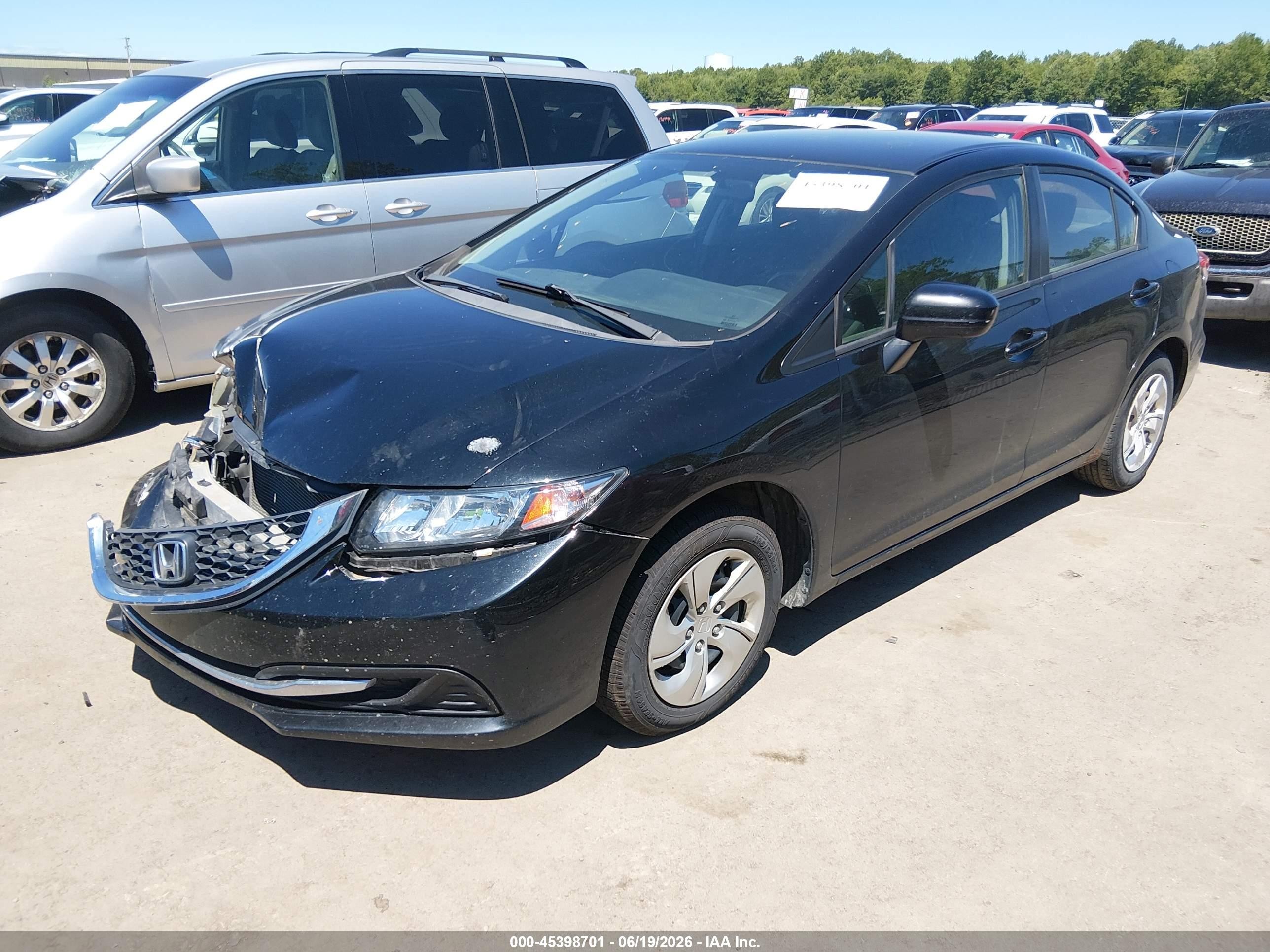 2015 Honda Civic Lx Black vin: 2HGFB2F5XFH500370