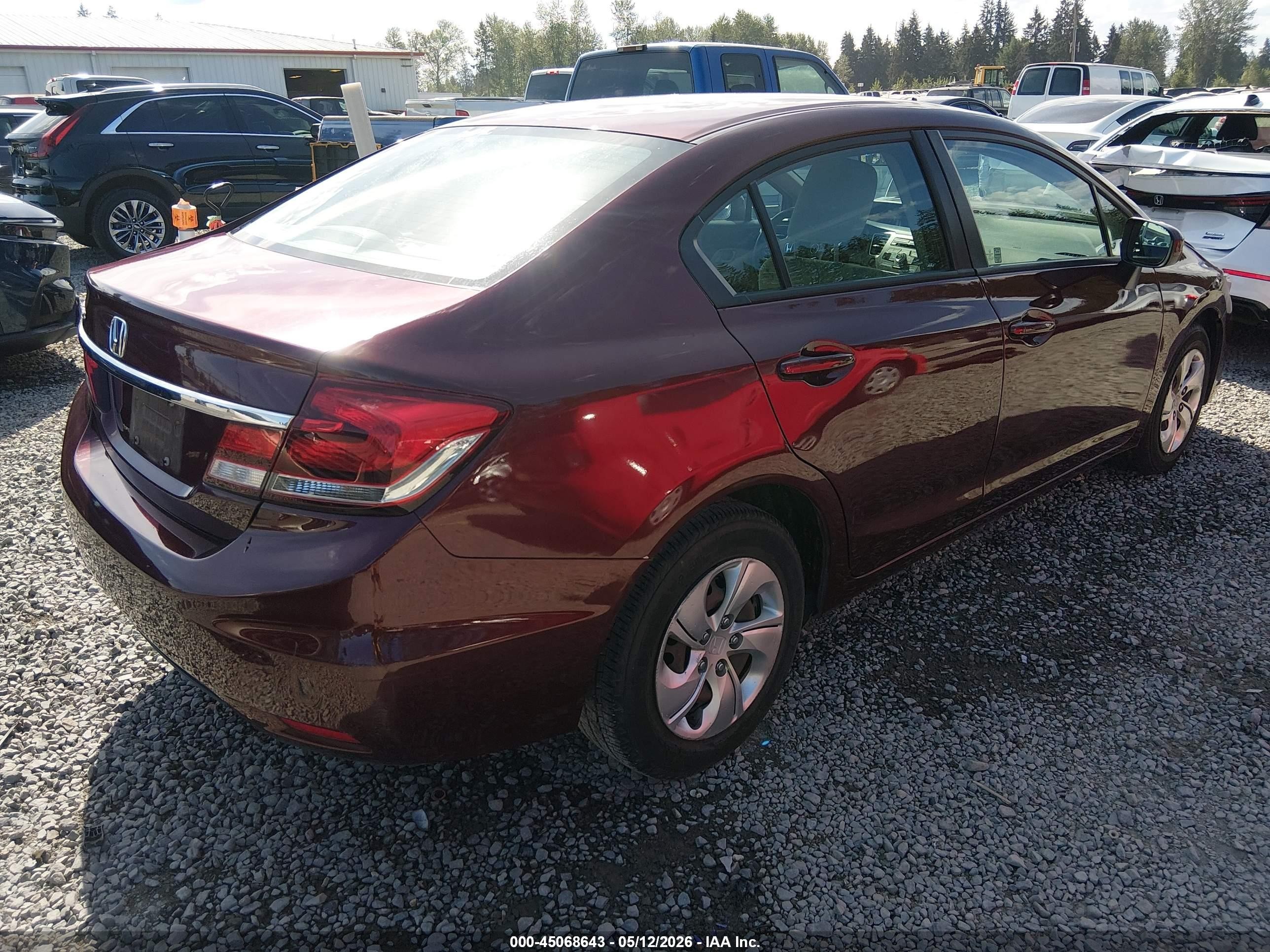 2015 Honda Civic Lx Red vin: 2HGFB2F5XFH539427