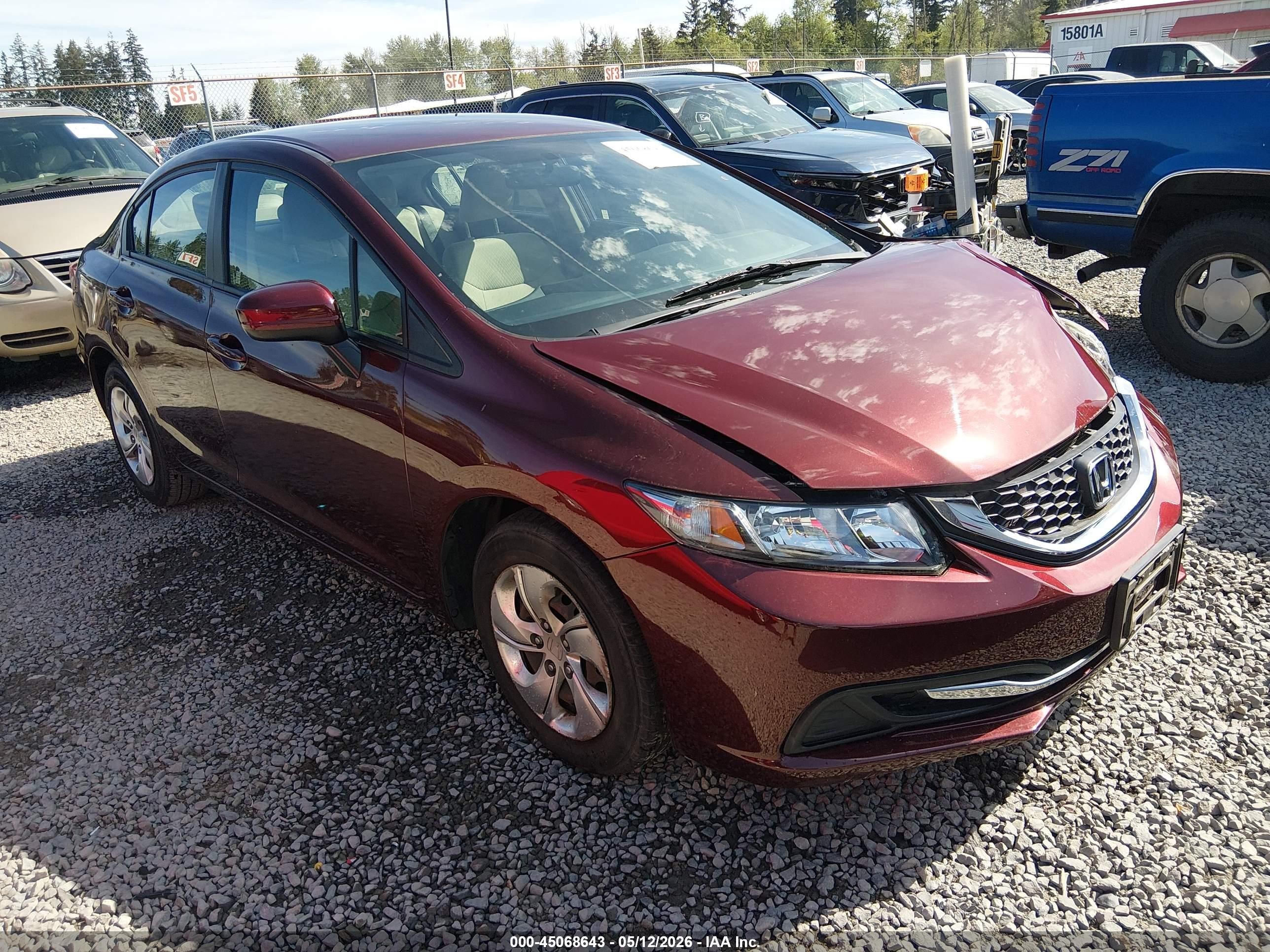 2015 Honda Civic Lx Red vin: 2HGFB2F5XFH539427