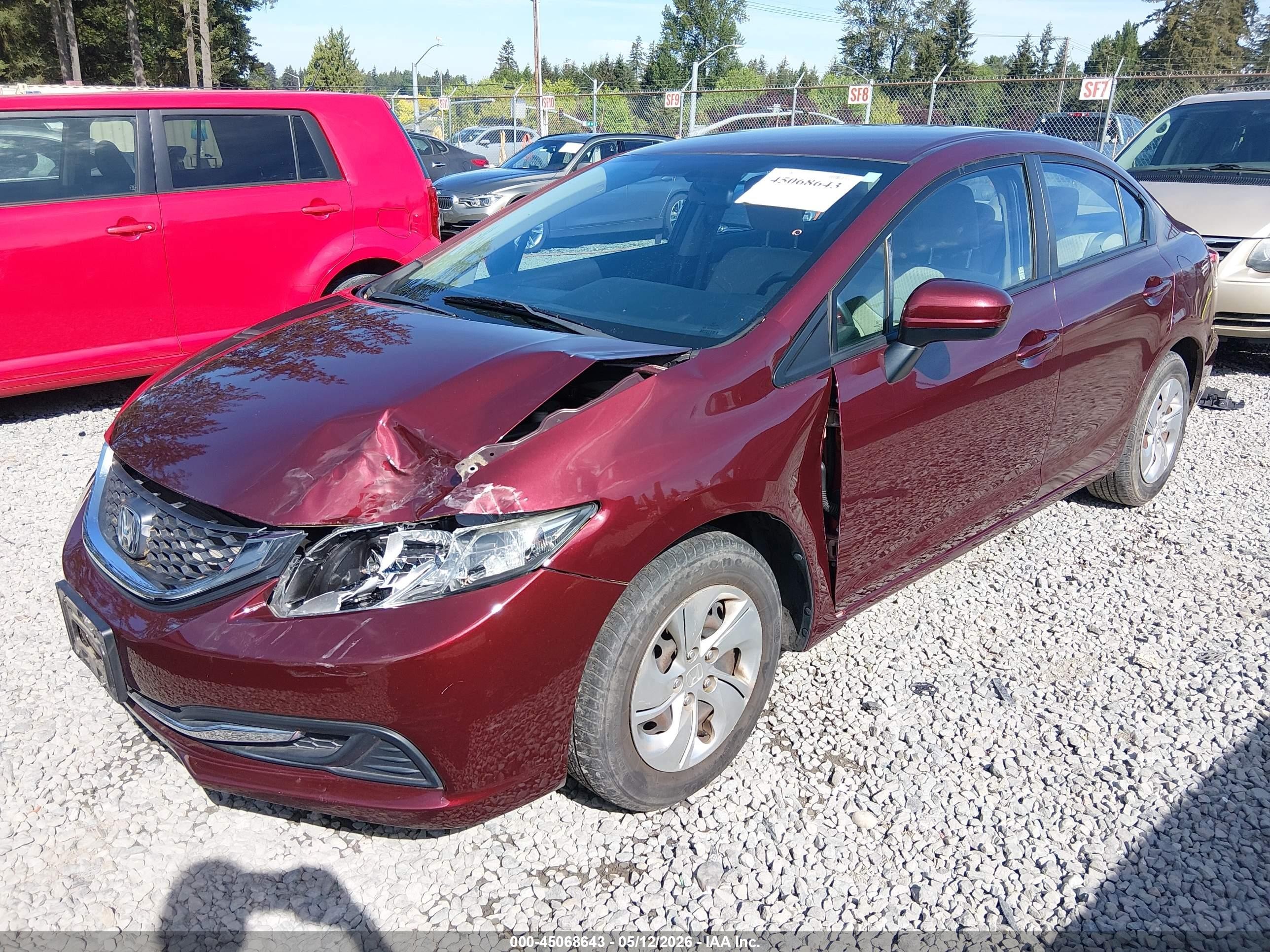 2015 Honda Civic Lx Red vin: 2HGFB2F5XFH539427