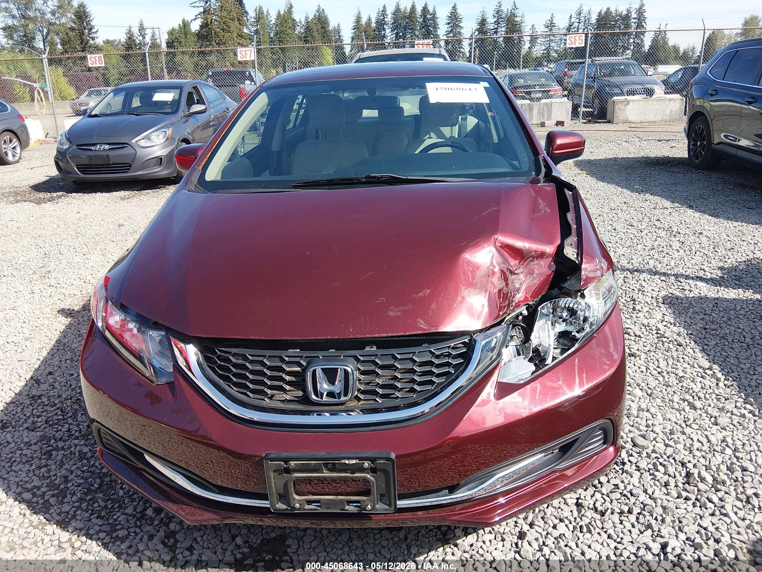 2015 Honda Civic Lx Red vin: 2HGFB2F5XFH539427