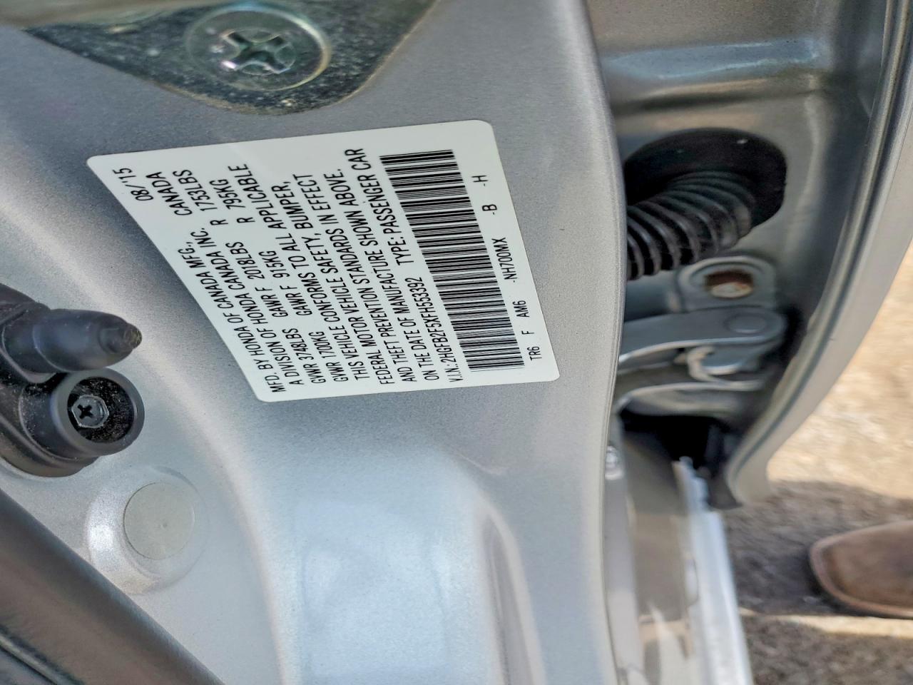 2015 Honda Civic Lx Silver vin: 2HGFB2F5XFH553392
